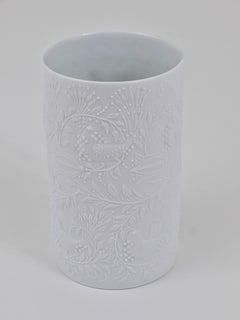Bjorn Wiinblad White Relief Op Art Porcelain Vase, Rosenthal Studio-Linie, 1960s