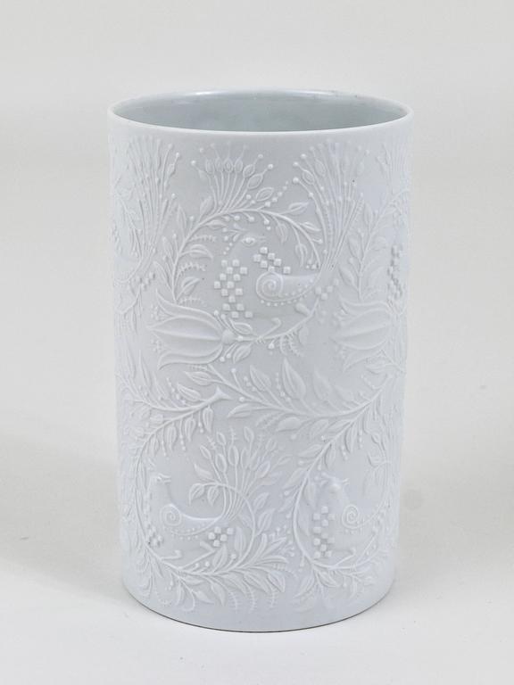 White Relief Op Art Porcelain Vase, Bjorn Wiinblad, Rosenthal Studio