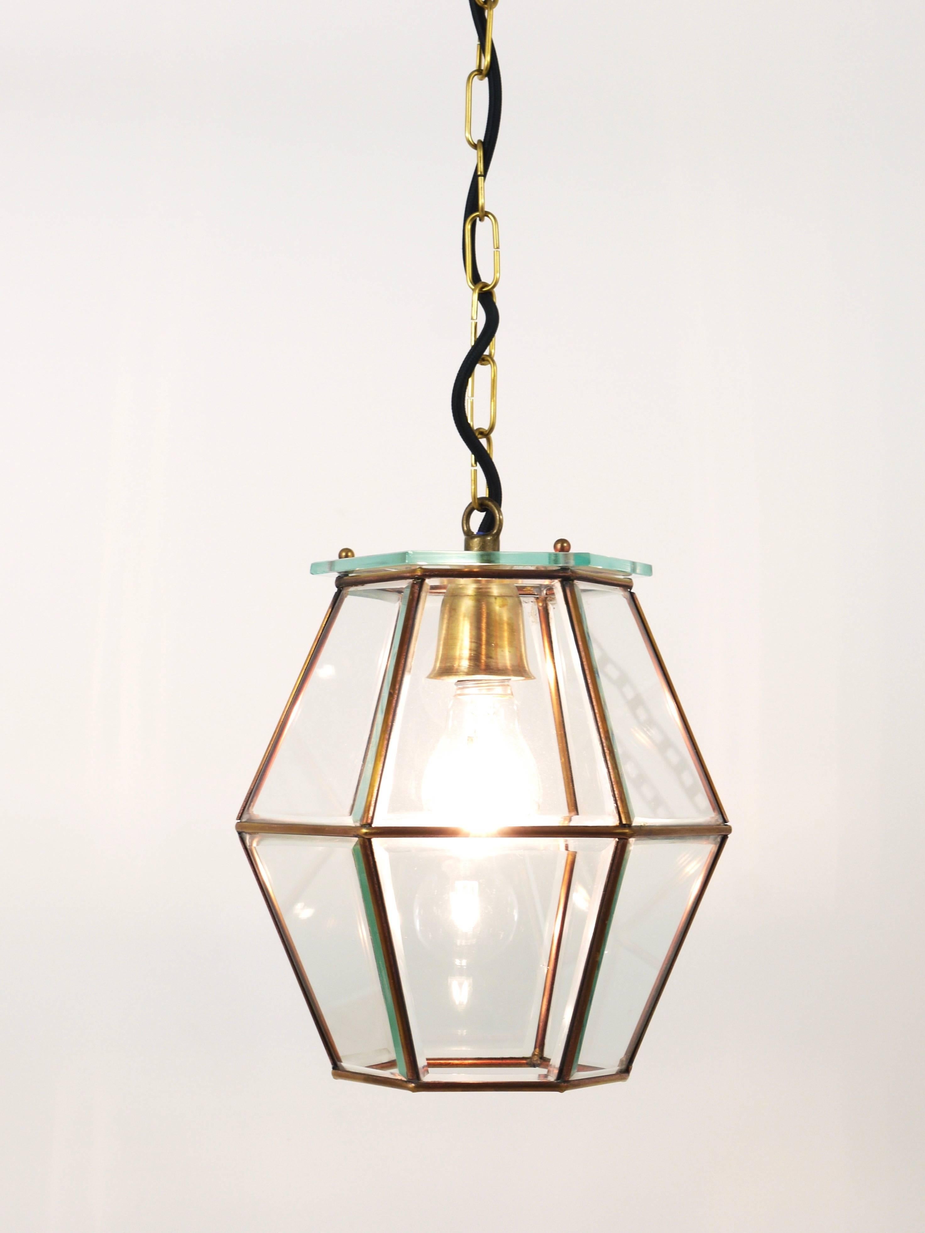 Early 20th Century Art Nouveau Pendant Lamp Lantern in the Manner of Adolf Loos, Knize, 1900s For Sale