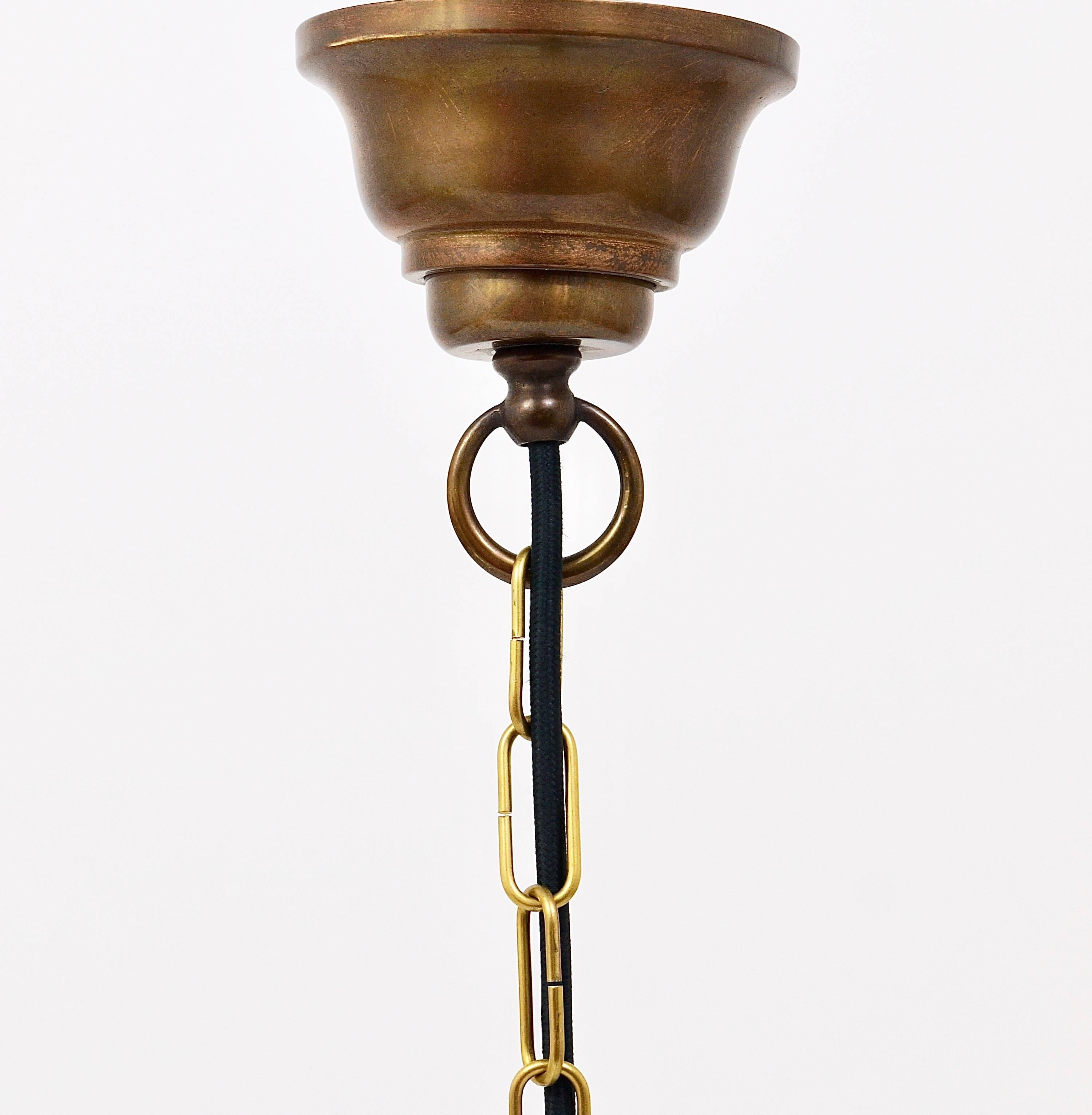 Brass Art Nouveau Pendant Lamp Lantern in the Manner of Adolf Loos, Knize, 1900s For Sale