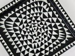 Piatto in ceramica Domino bianco e nero Stig Lindberg, Vide-poche, Gustavsberg, anni '50