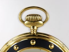 Midcentury Brass Pocket Watch Wall Mirror, Italy, 1950s