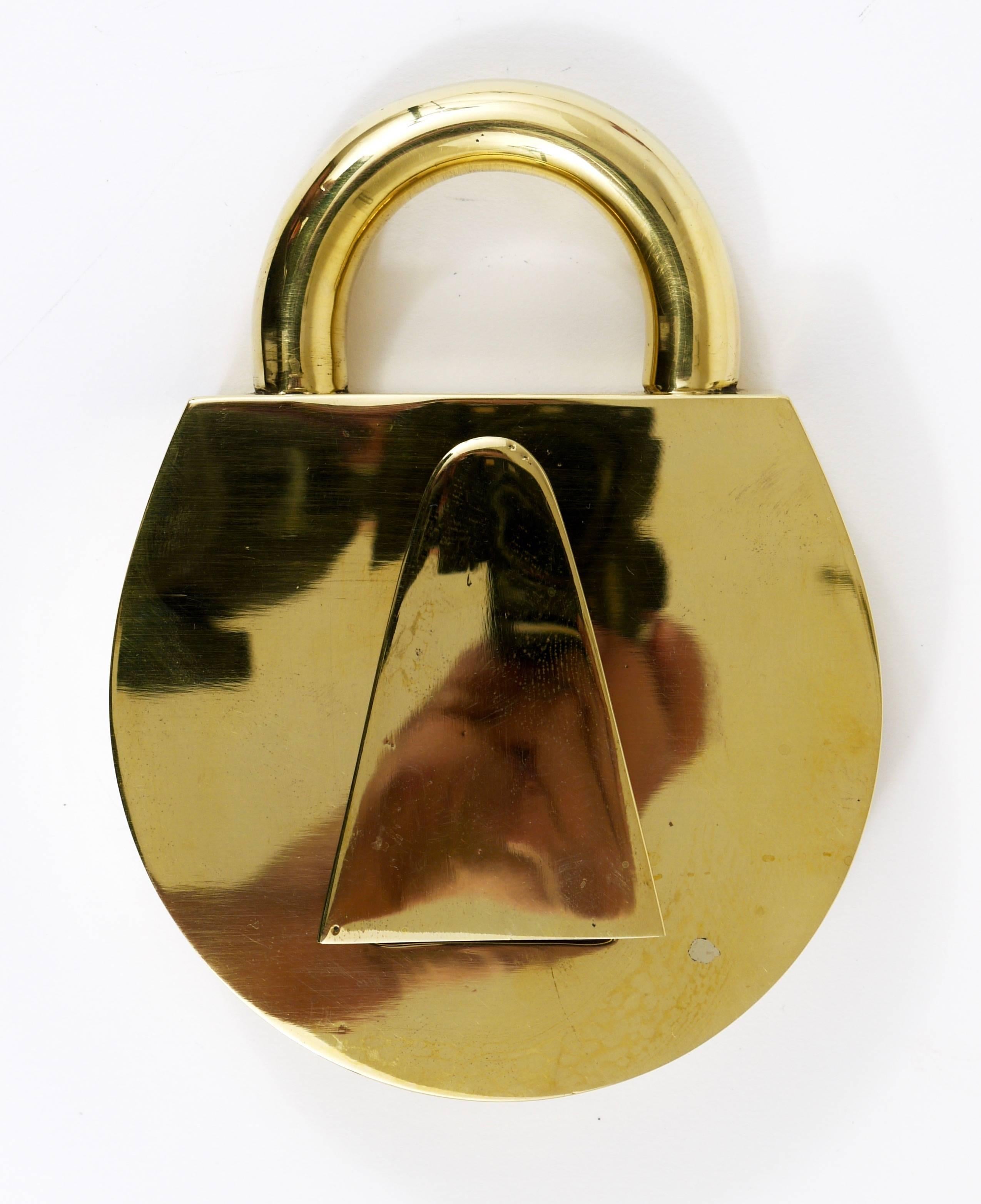 20th Century Beautiful Carl Auböck Padlock Keyhole Mid-Century Brass Ashtray, Austria