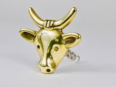 Walter Bosse Cow Brass Cork Screw Bottle Opener, Herta Baller, Austria, 1950s