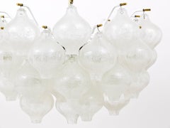 Mid-Century Kalmar Tulipan Bubble Glass and Brass Chandelier, Austria, 1960s
