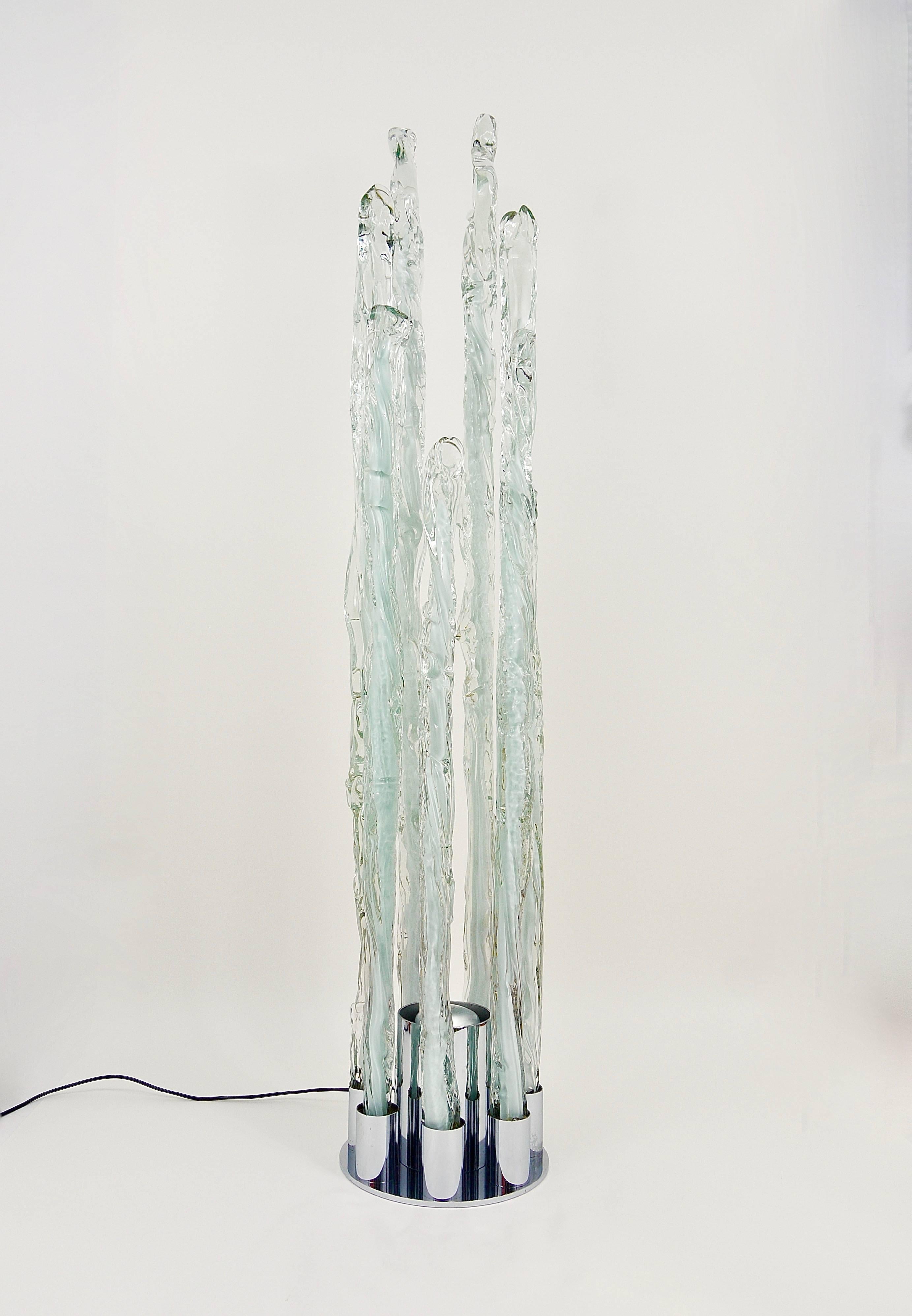 Italian Sculptural Ettore Fantasia Gino Poli Murano Glass Floor Lamp, Italy, 1960s For Sale
