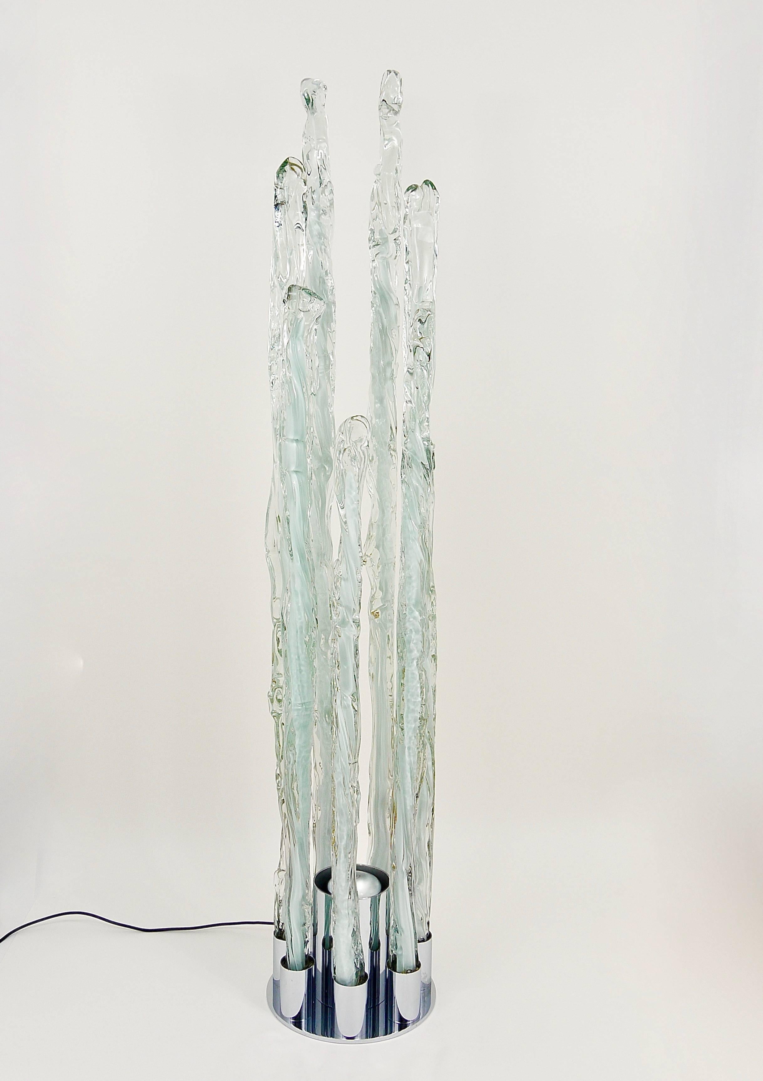 20ième siècle Lampadaire sculptural en verre de Murano Ettore Fantasia Gino Poli, Italie, années 1960 en vente