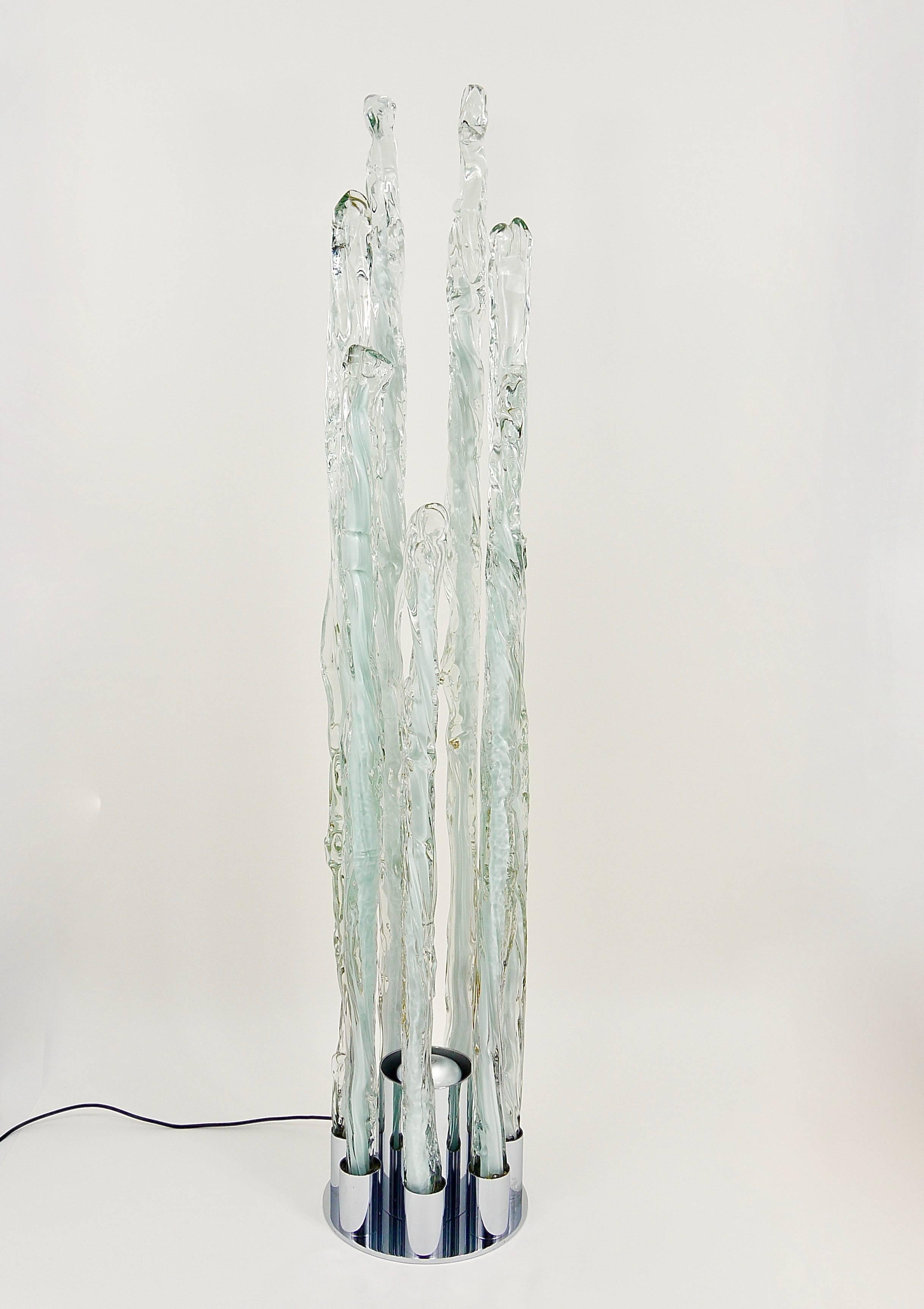 20th Century Sculptural Ettore Fantasia Gino Poli Murano Glass Floor Lamp, Italy, 1960s For Sale