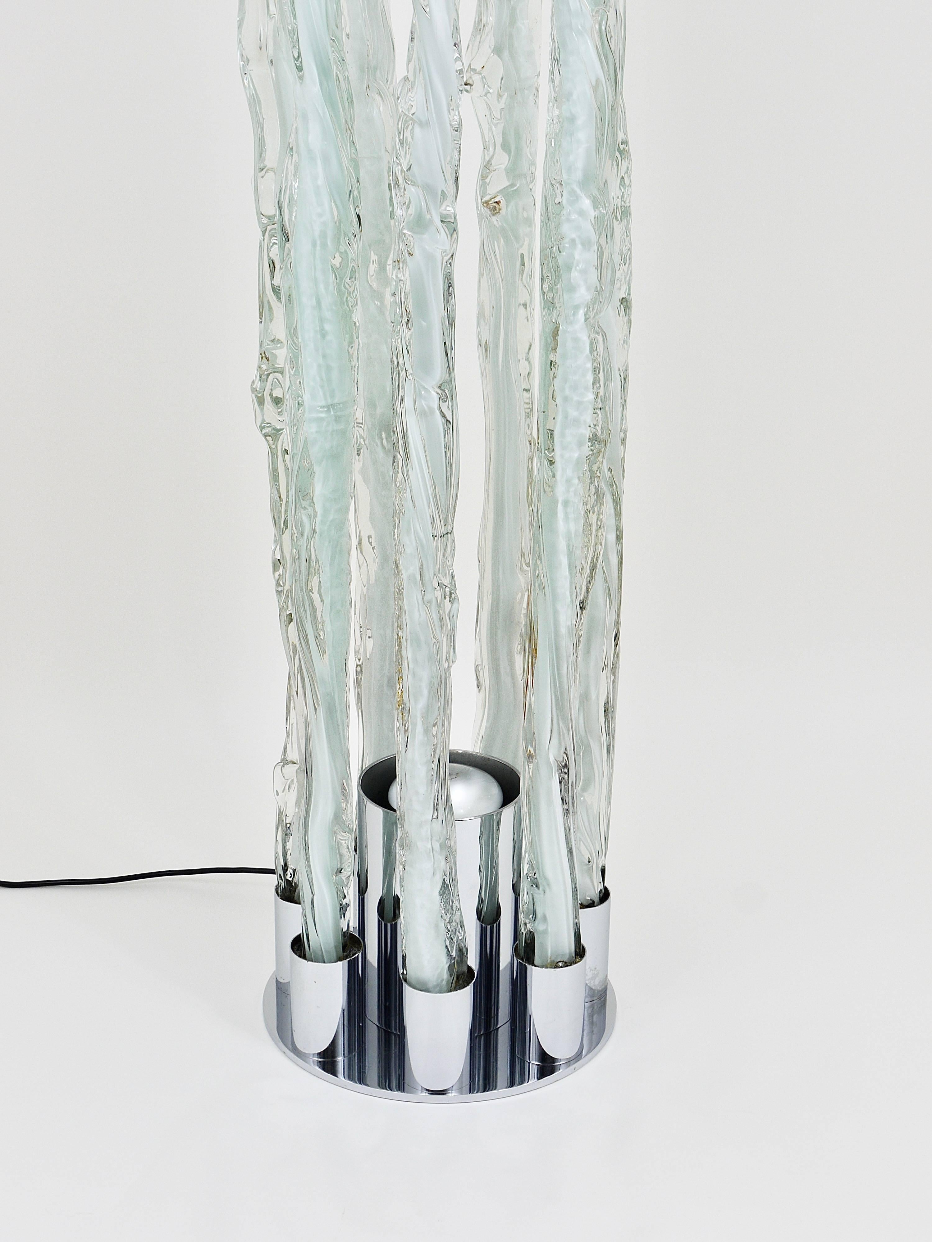 Metal Sculptural Ettore Fantasia Gino Poli Murano Glass Floor Lamp, Italy, 1960s For Sale