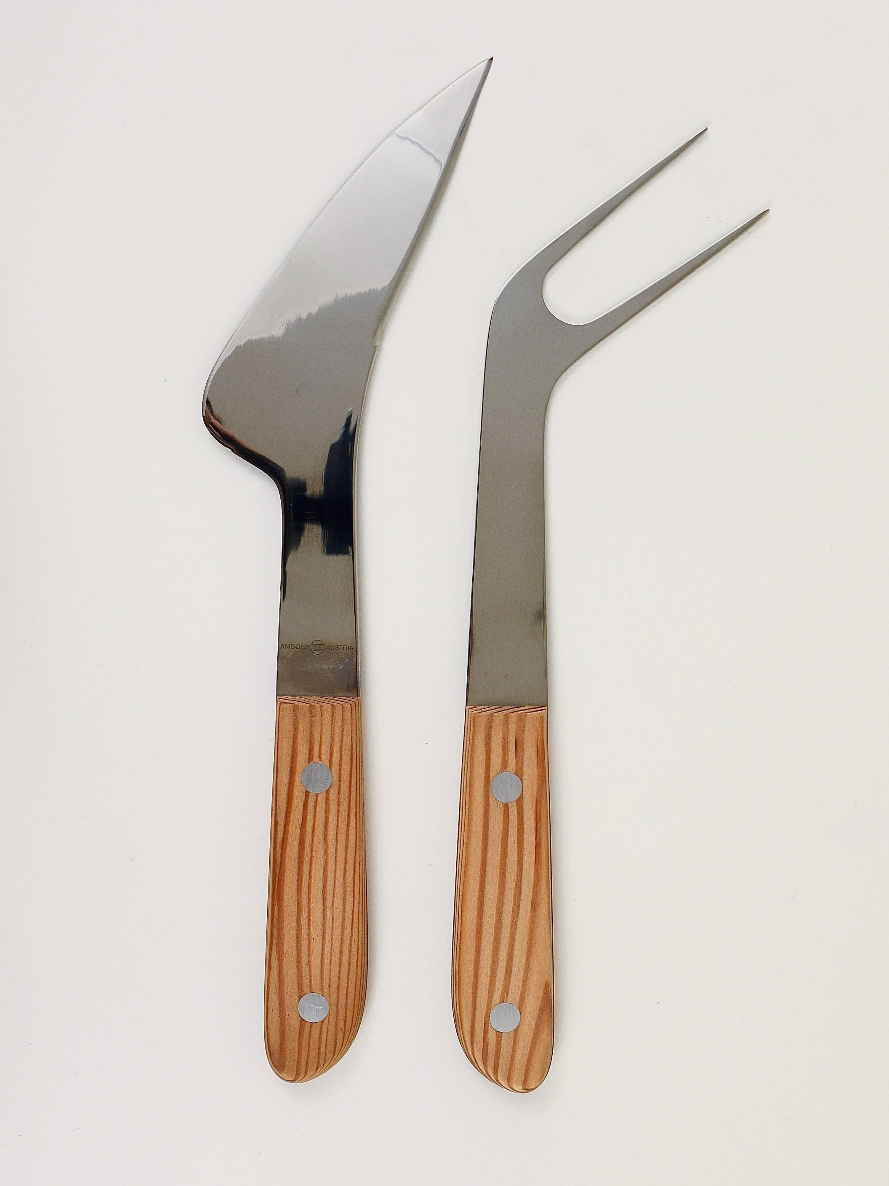 Boxed Mid Century Carving Set 5009, Knife and Fork by Amboss Austria, 1960s In Excellent Condition For Sale In Vienna, AT