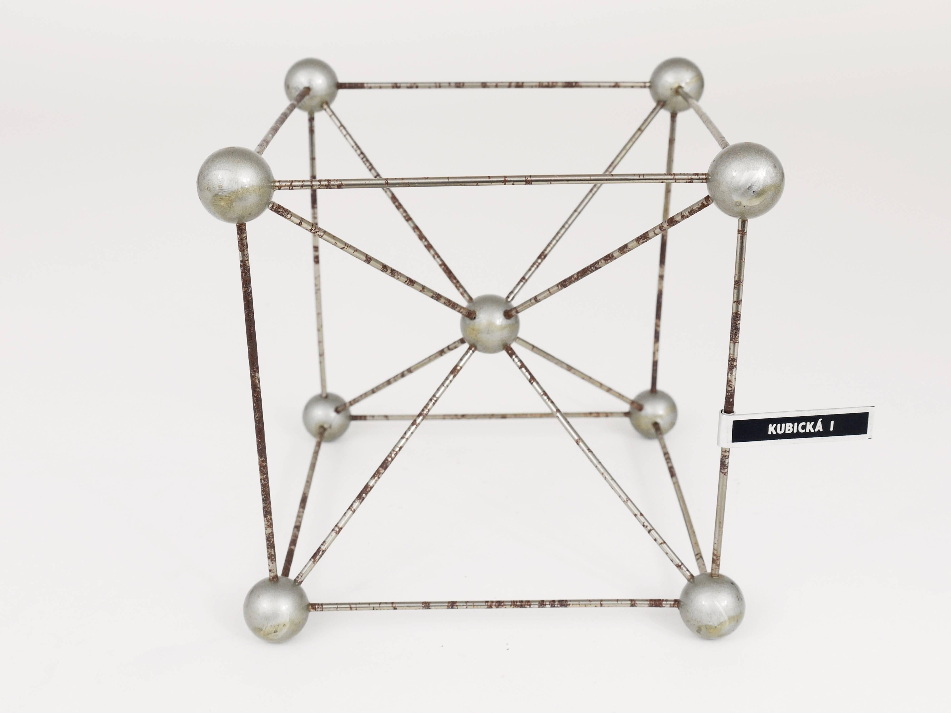 Slovak Set of Six Different Scientific Crystal Molecular Models from the 1950s