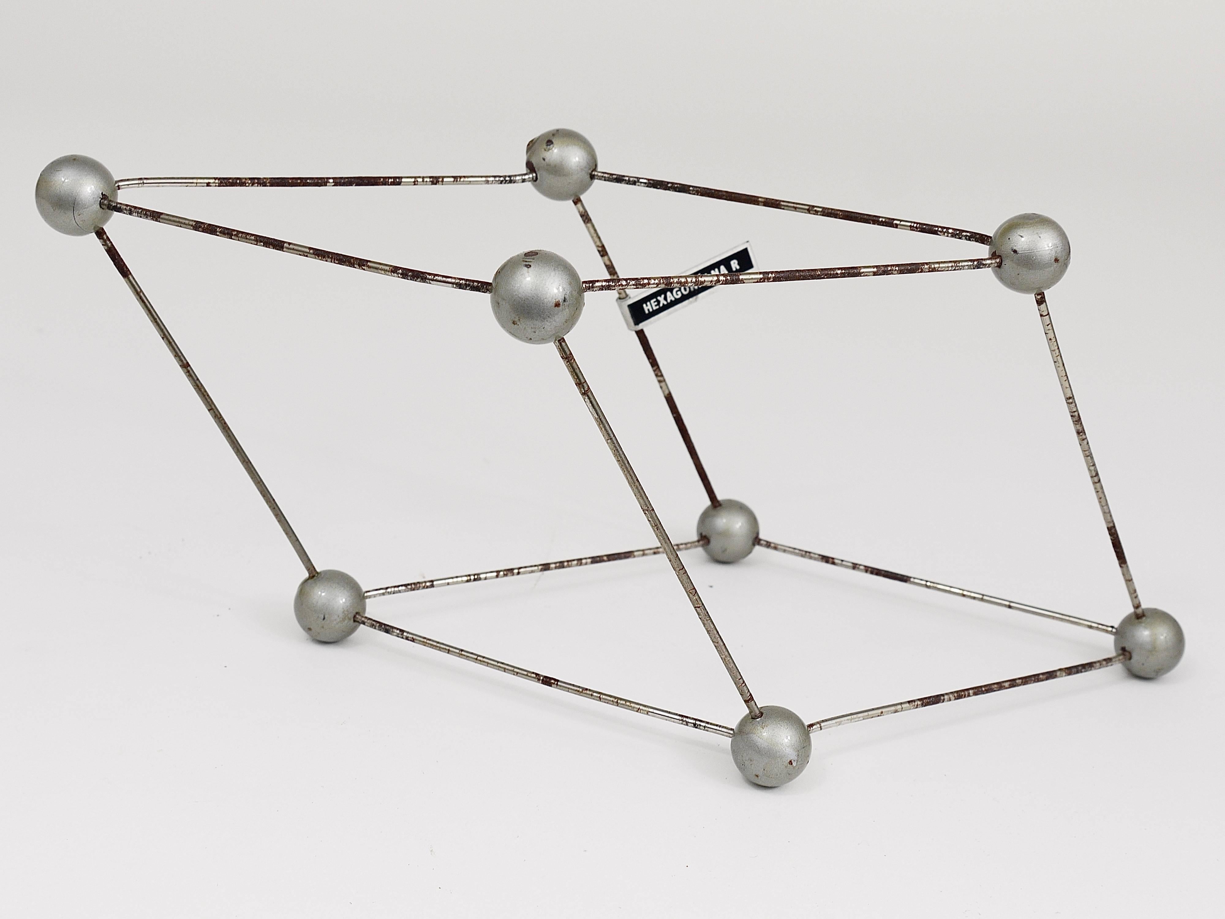 Metal Set of Seven Different Scientific Crystal Molecular Models from the 1950s