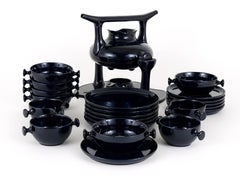 Service à thé et assiettes Zen Luigi Colani, grès, Friesland, Allemagne, 1970