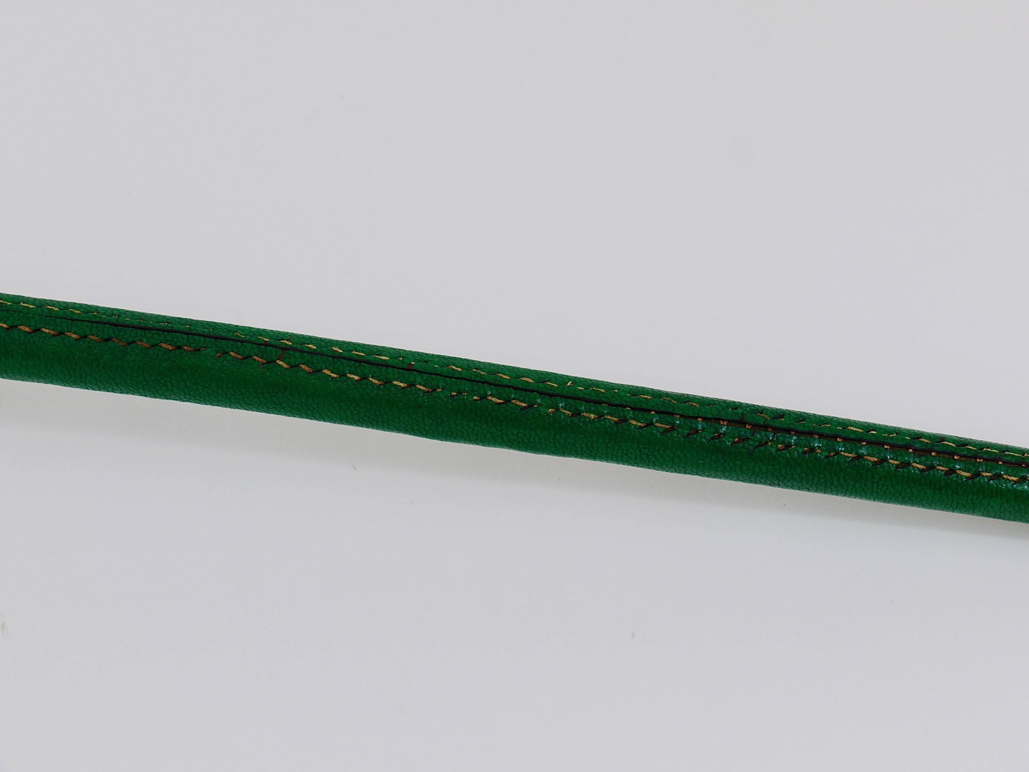 20th Century Rare Carl Auböck Brass and Green Leather Shoehorn, Shoe Horn, Austria, 1950s 