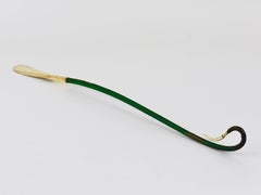 Rare Carl Auböck Brass and Green Leather Shoehorn, Shoe Horn, Austria, 1950s