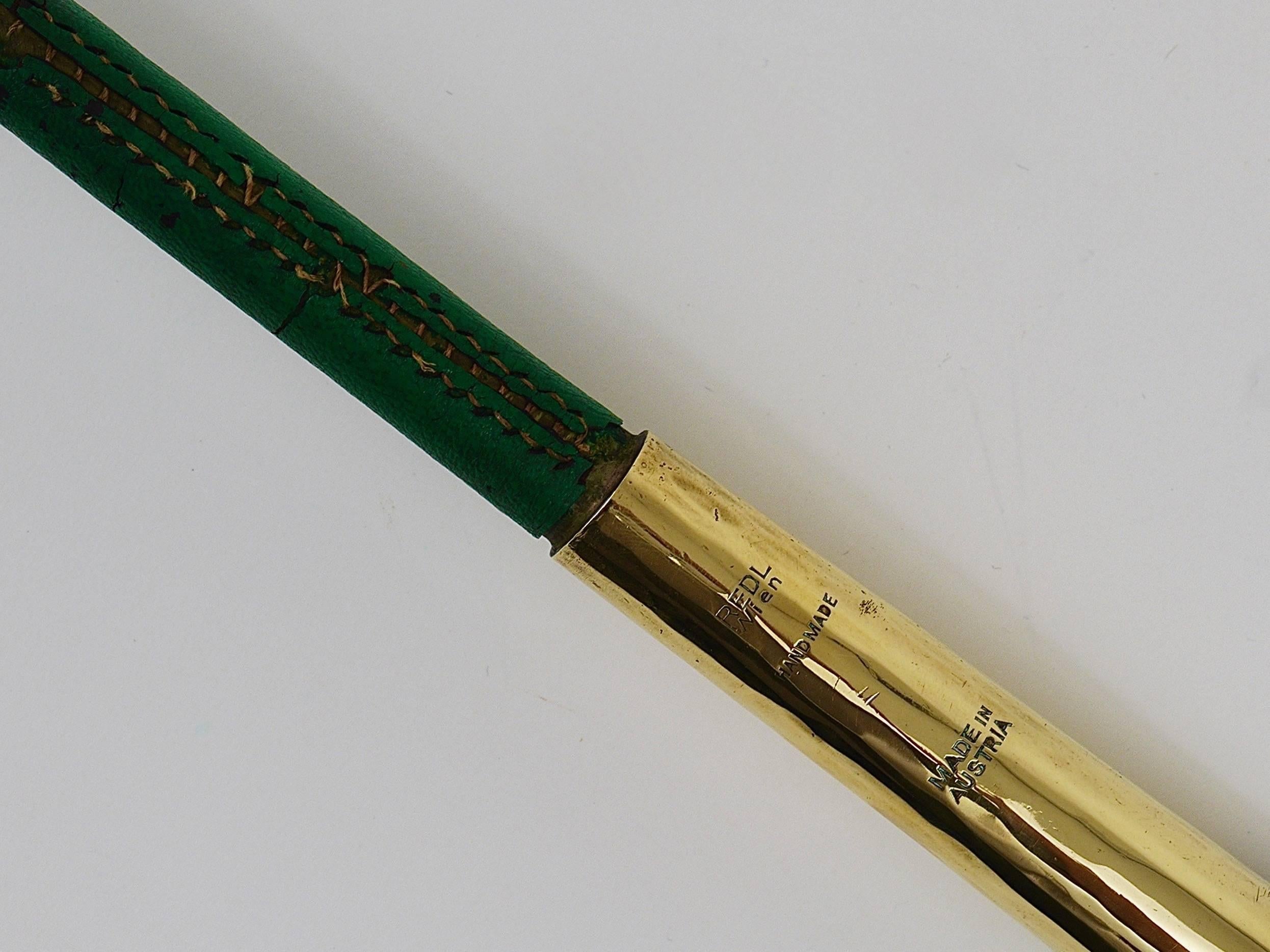 Rare Carl Auböck Brass and Green Leather Shoehorn, Shoe Horn, Austria, 1950s  3