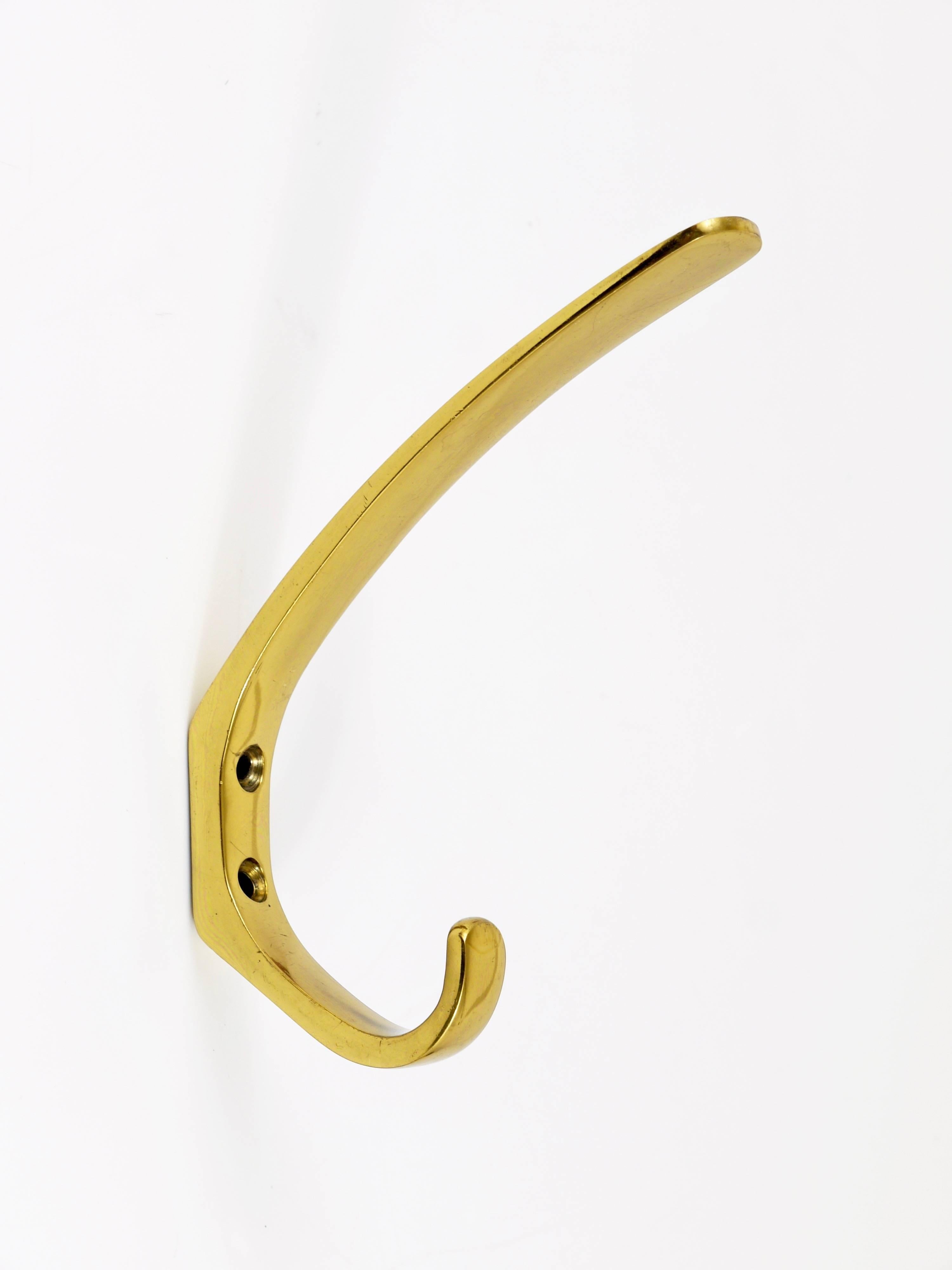 Polished Up to Six Midcentury Brass Wall Coat Hooks by Hertha Baller, Austria, 1950s