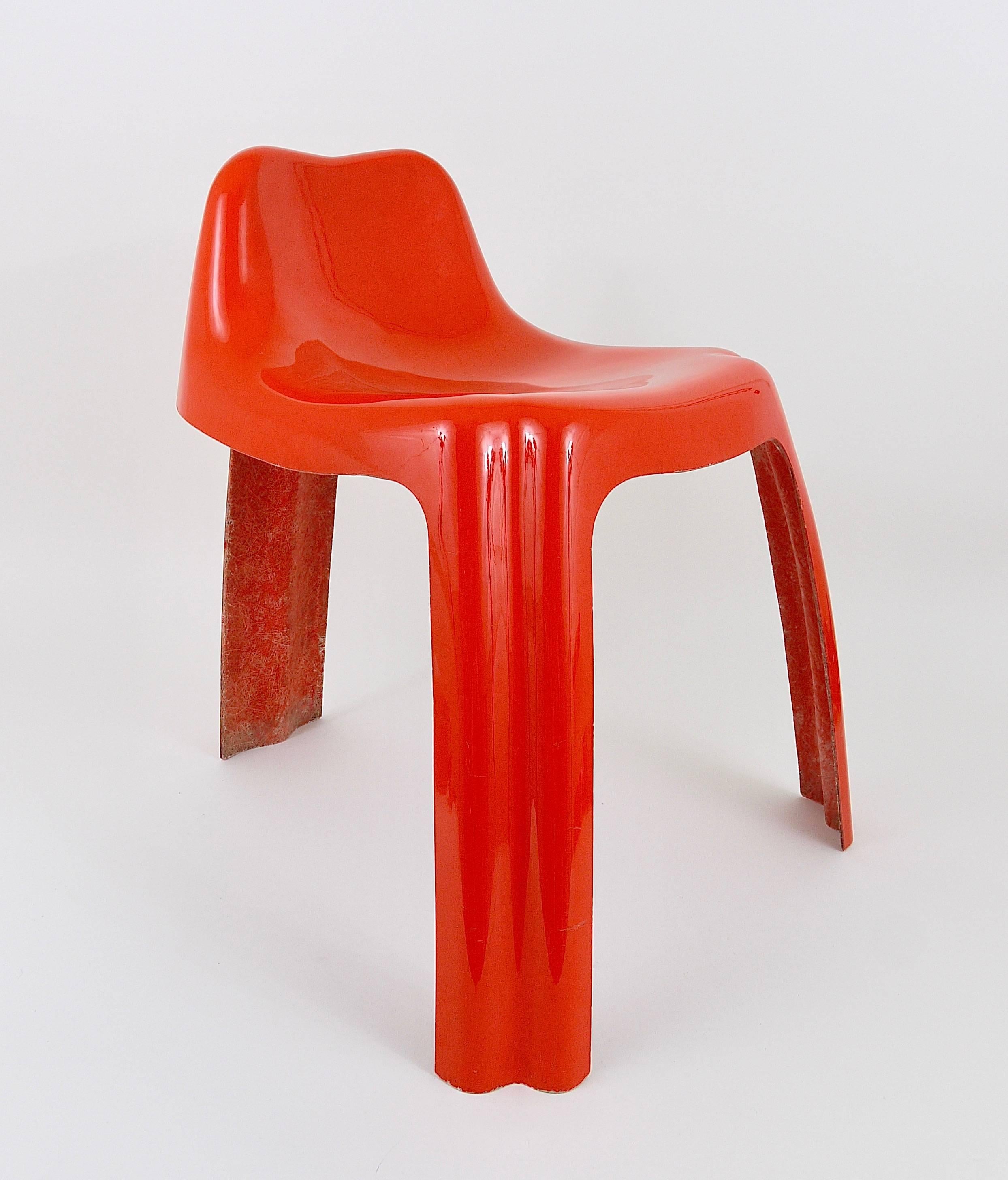 Orangefarbener Stuhl aus Fiberglas von Patrick Gingembre, Paulus, Frankreich, 1970er Jahre im Angebot 2