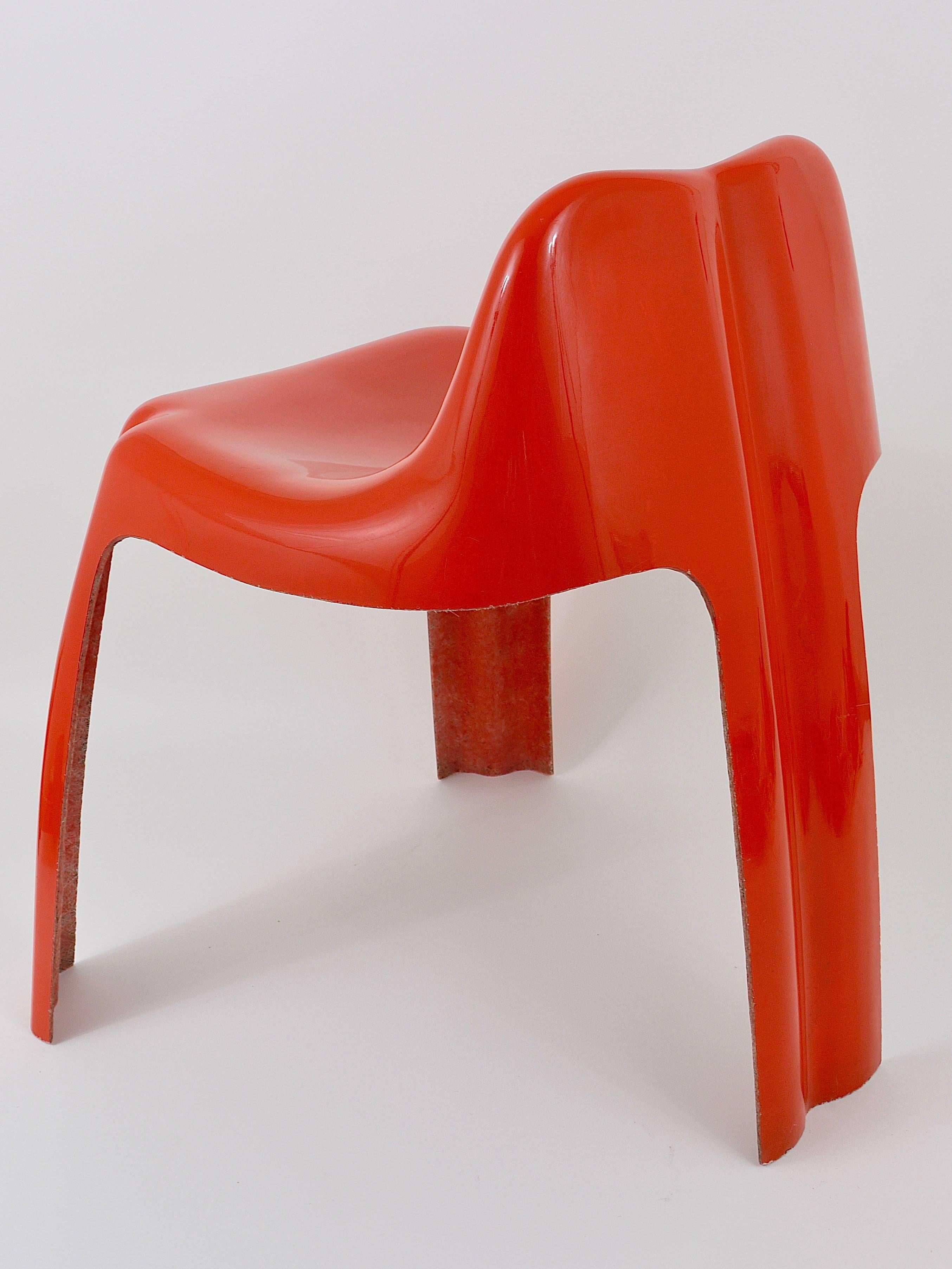 Orangefarbener Stuhl aus Fiberglas von Patrick Gingembre, Paulus, Frankreich, 1970er Jahre im Angebot 1