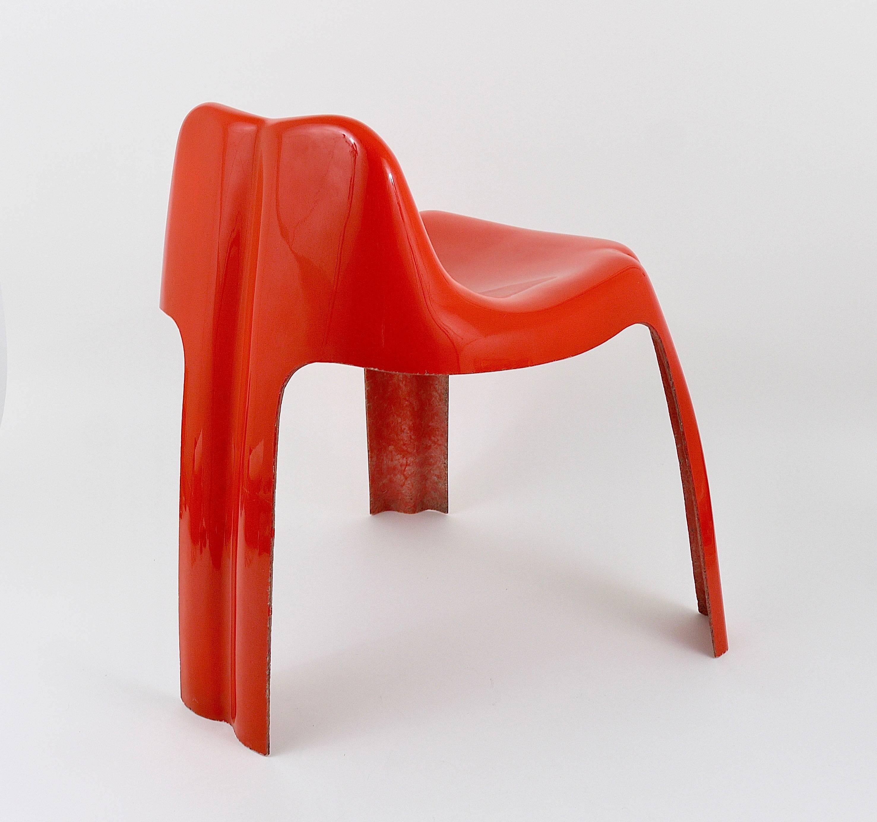 French Orange Fiberglass Chair Ginger by Patrick Gingembre, Paulus, France, 1970s For Sale