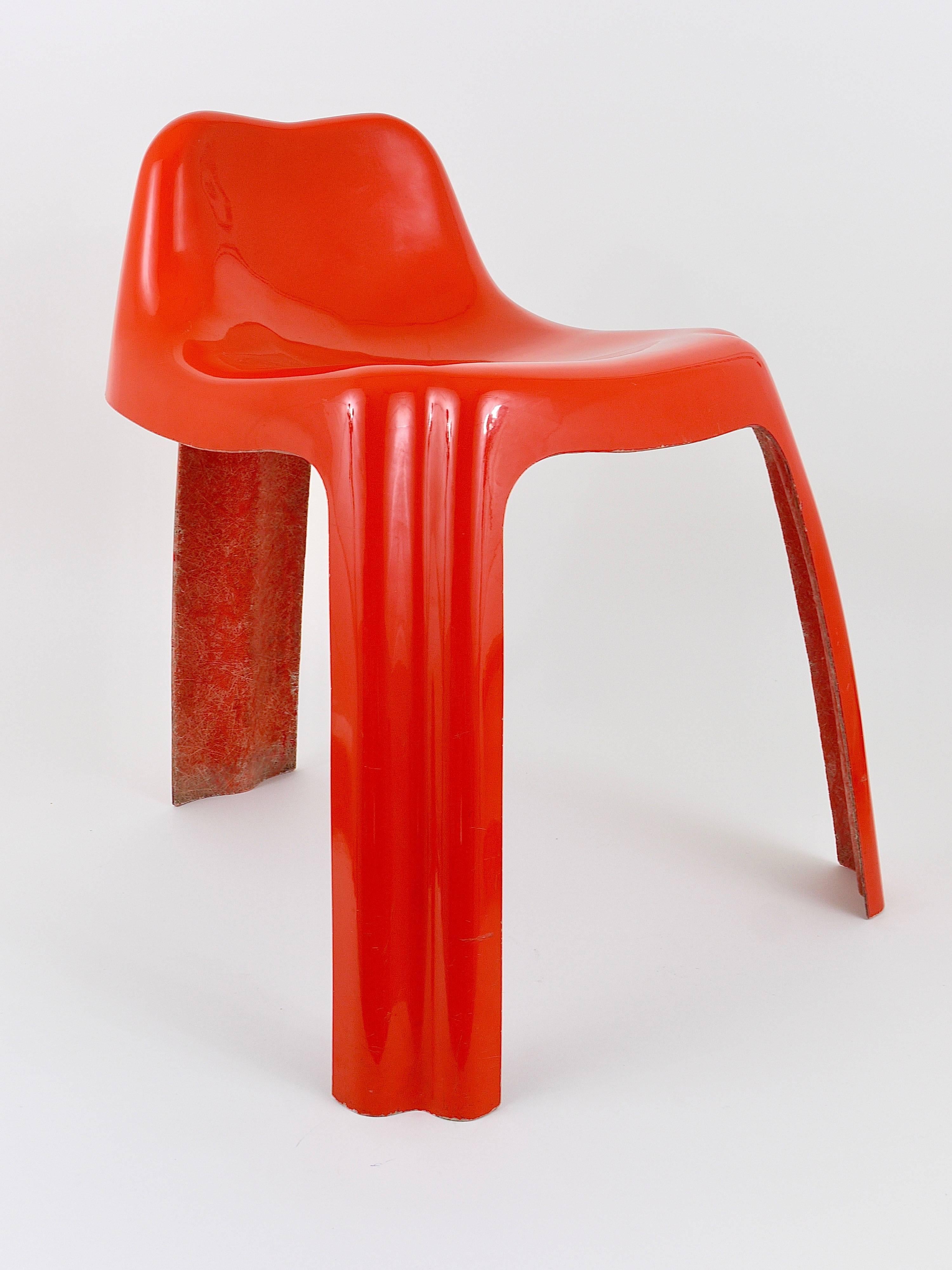 Lacquered Patrick Gingembre Ginger Orange Fiberglass Chair Ginger, Paulus, France, 1970s For Sale
