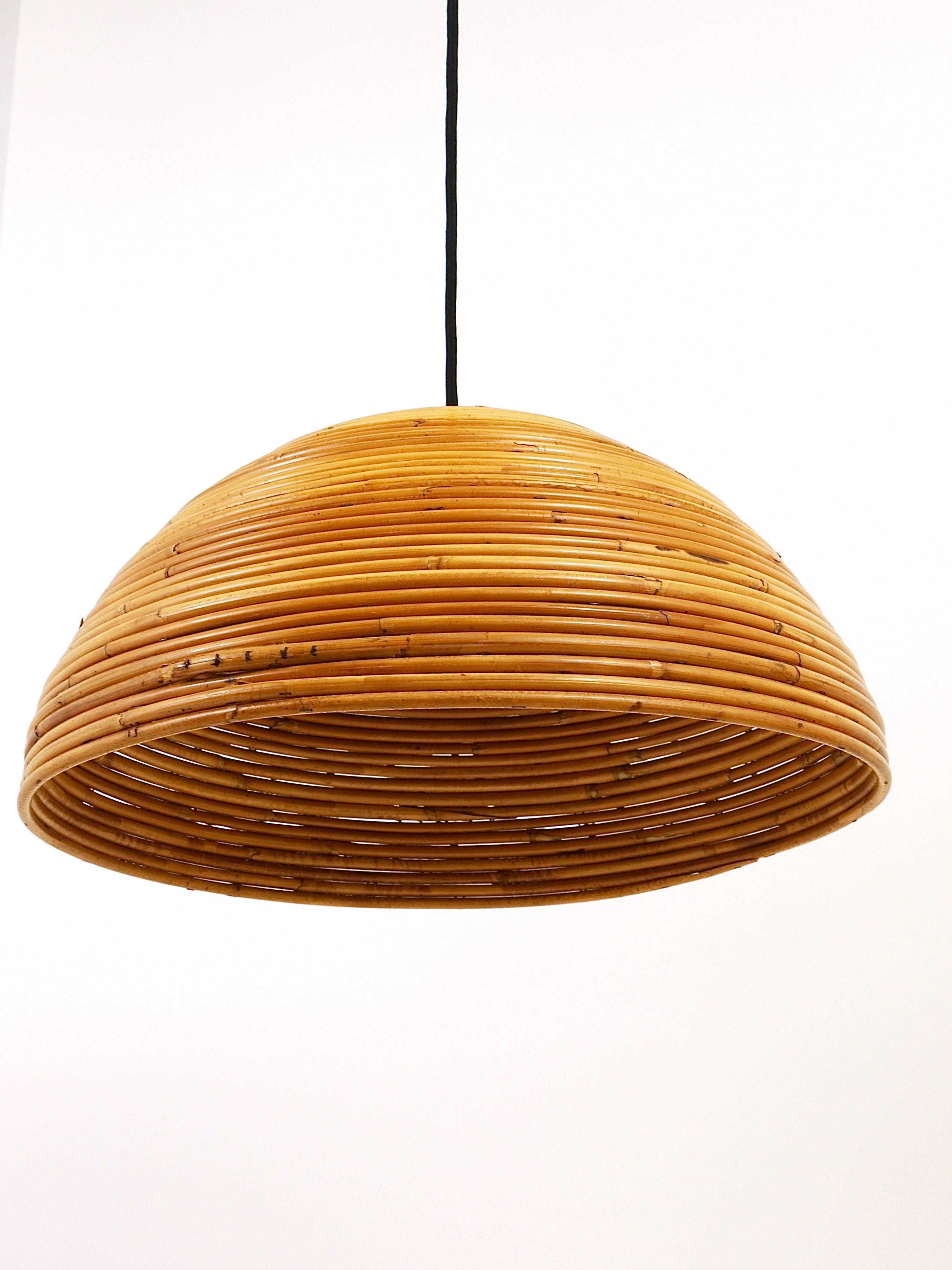 20th Century French Mid-Century Bamboo Hemispherical Pendant Light from the 1960s