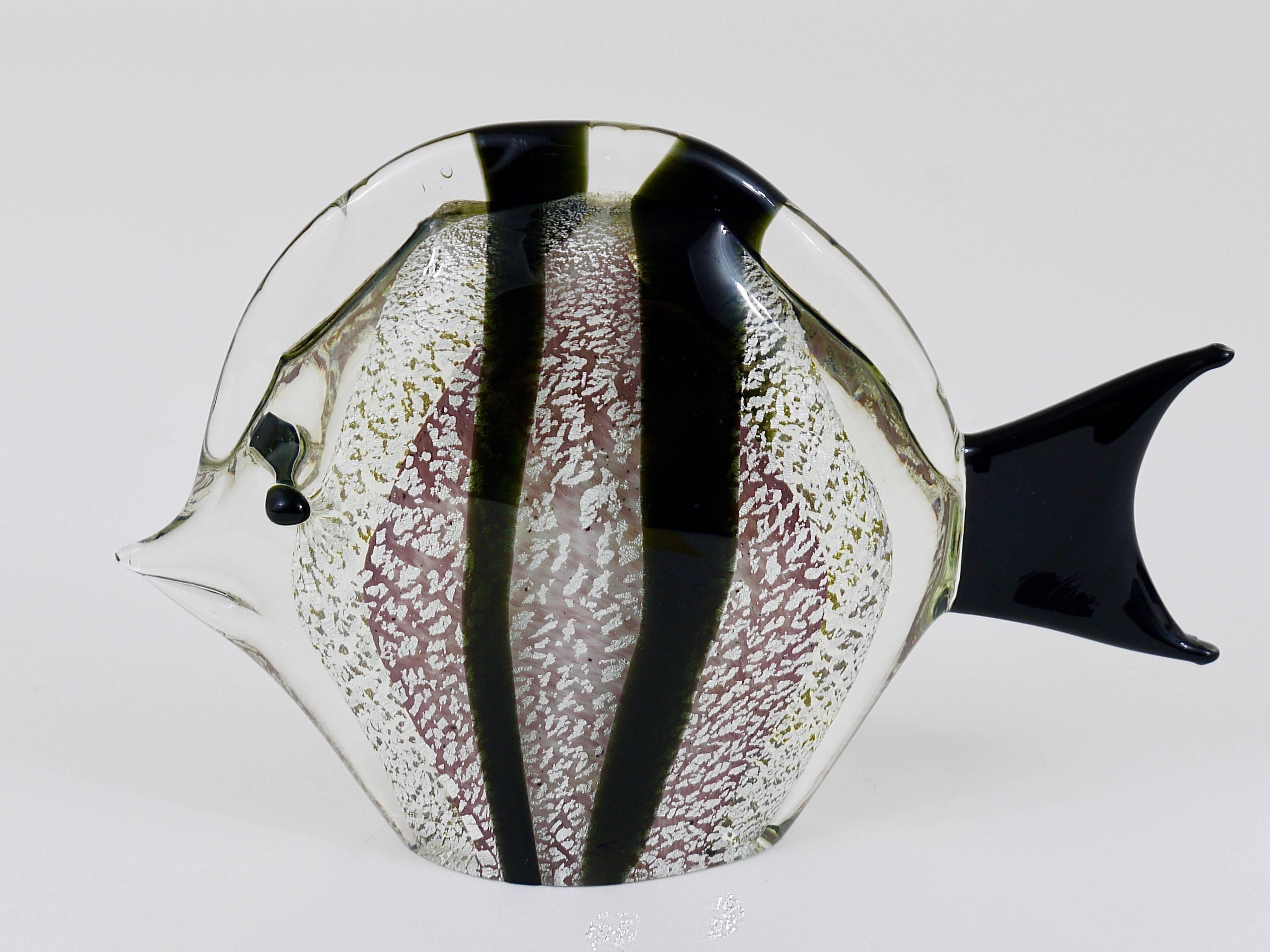 20th Century Signed Mario Badioli Handblown Murano Glass Fish Sculpture, Italy, 1970s