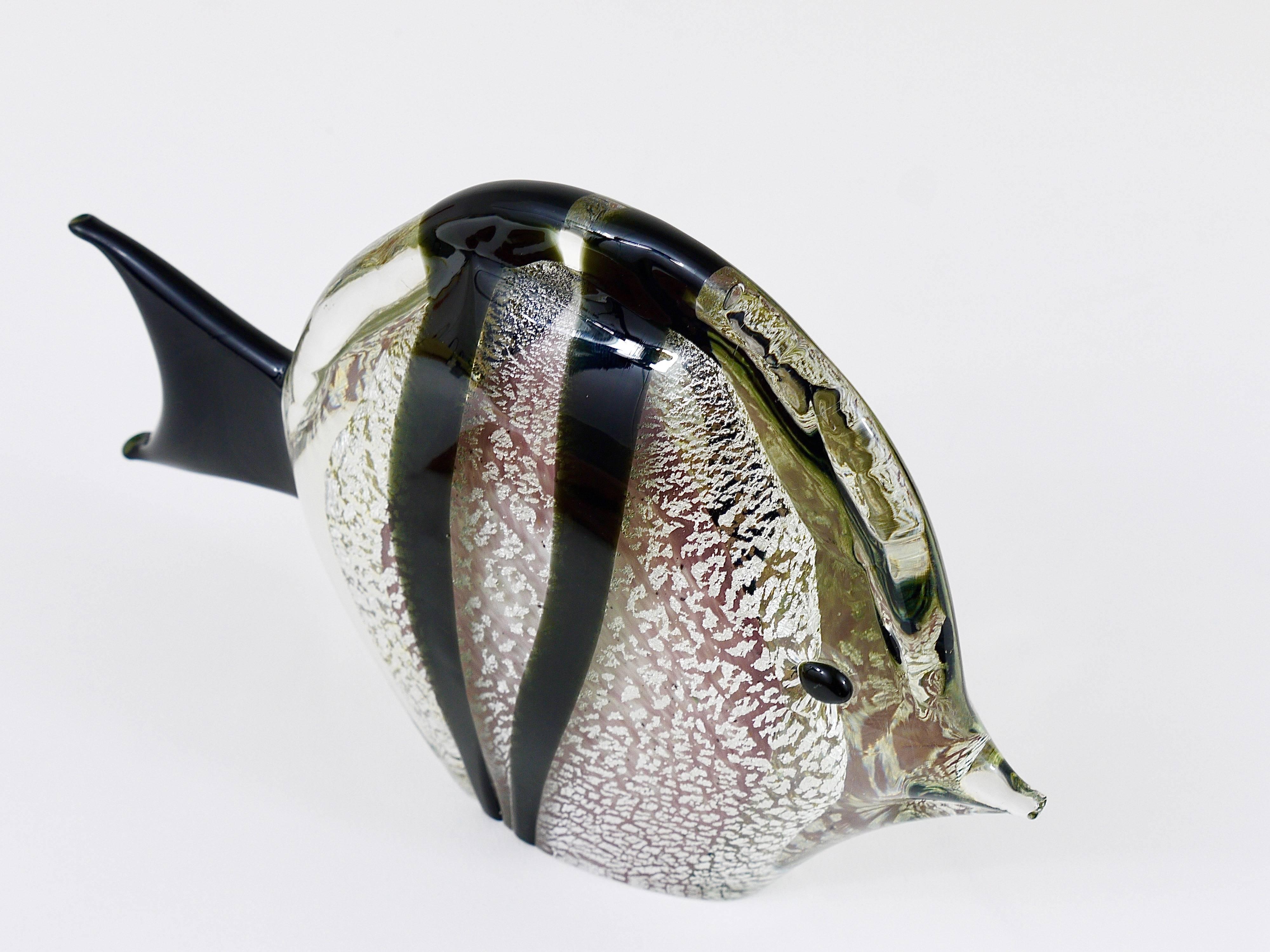 Signed Mario Badioli Handblown Murano Glass Fish Sculpture, Italy, 1970s 1