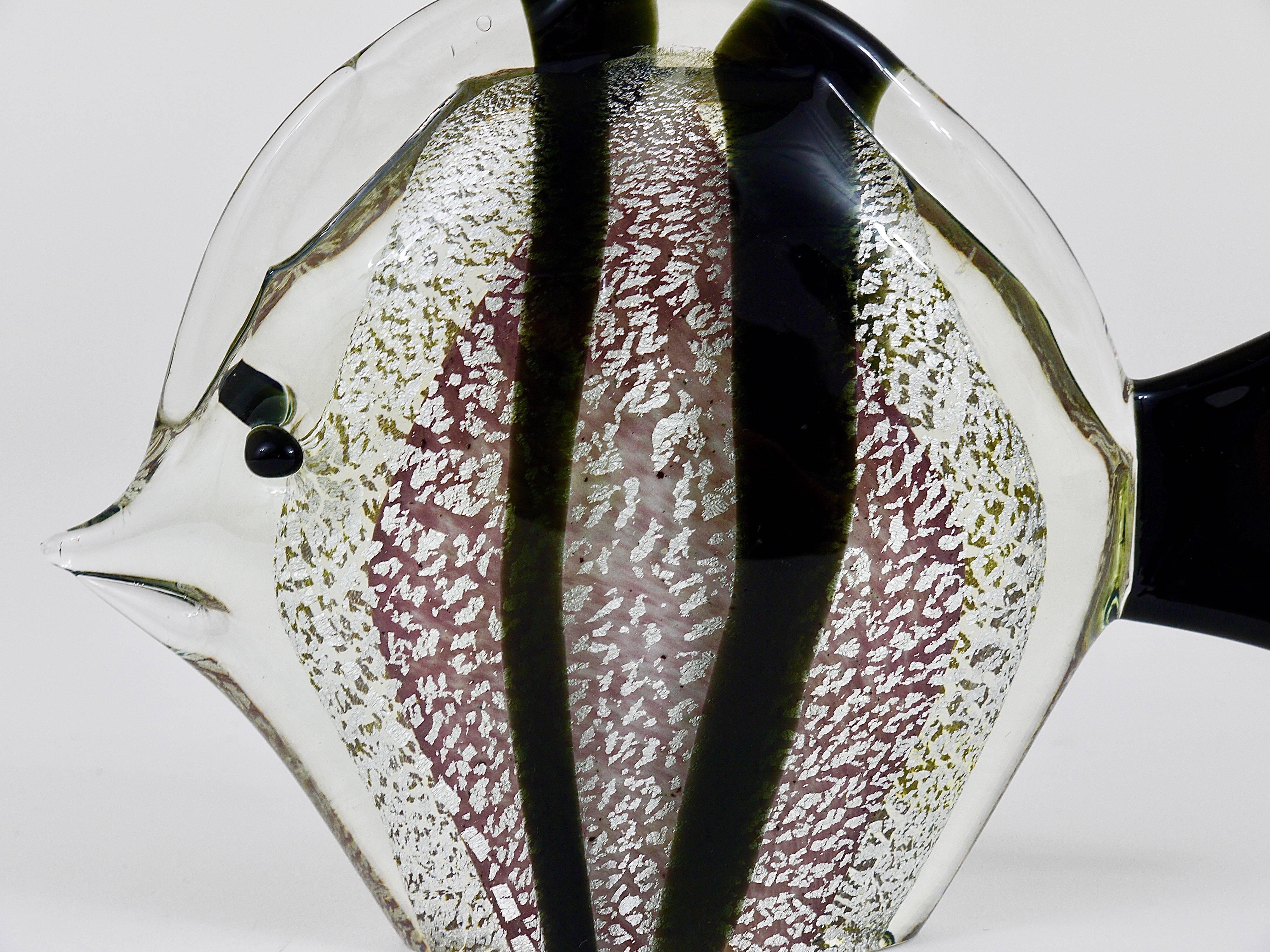 Signed Mario Badioli Handblown Murano Glass Fish Sculpture, Italy, 1970s In Excellent Condition In Vienna, AT