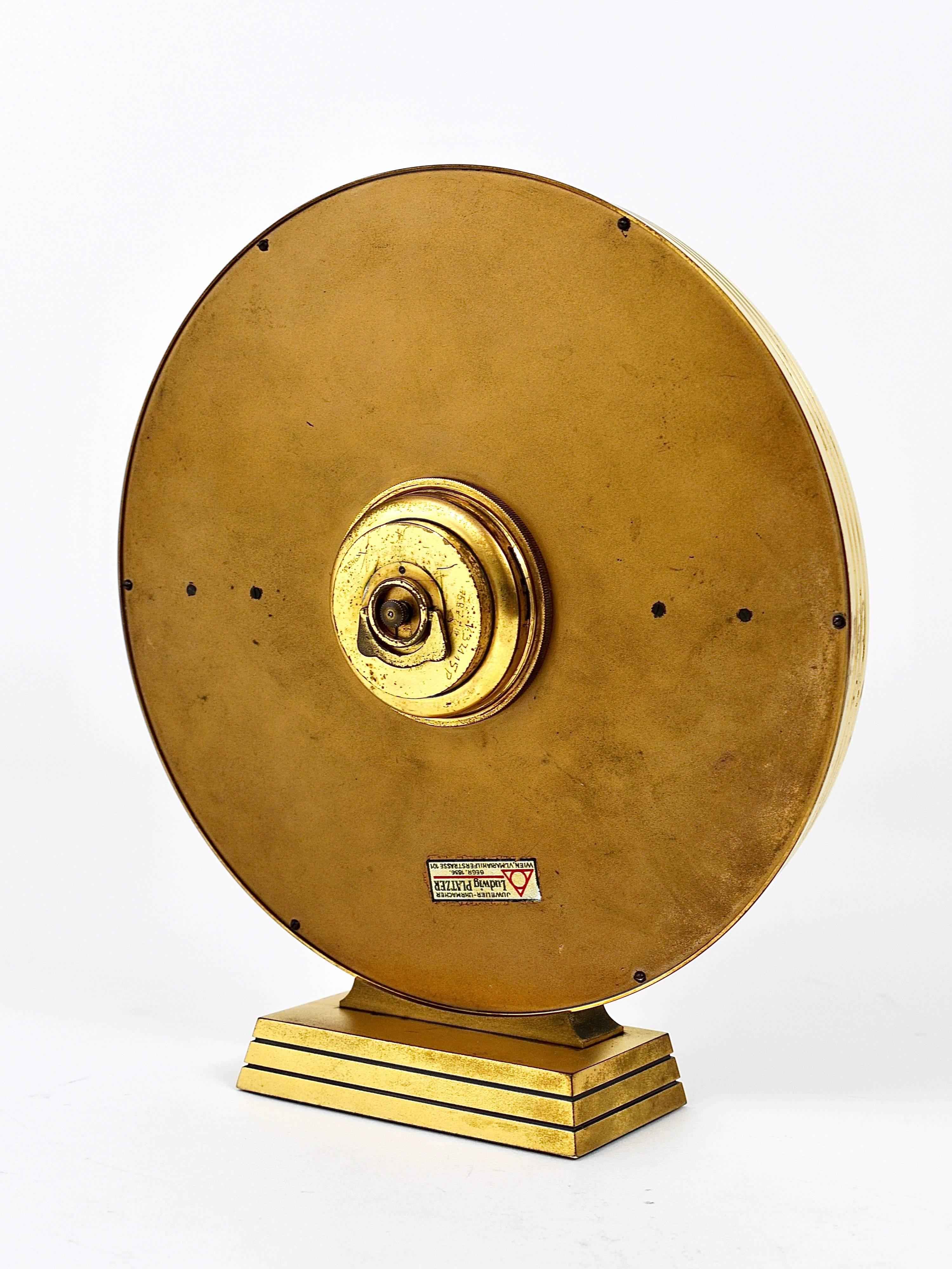 Junghans Meister Art Deco Brass Table Clock, Germany, 1930s 3