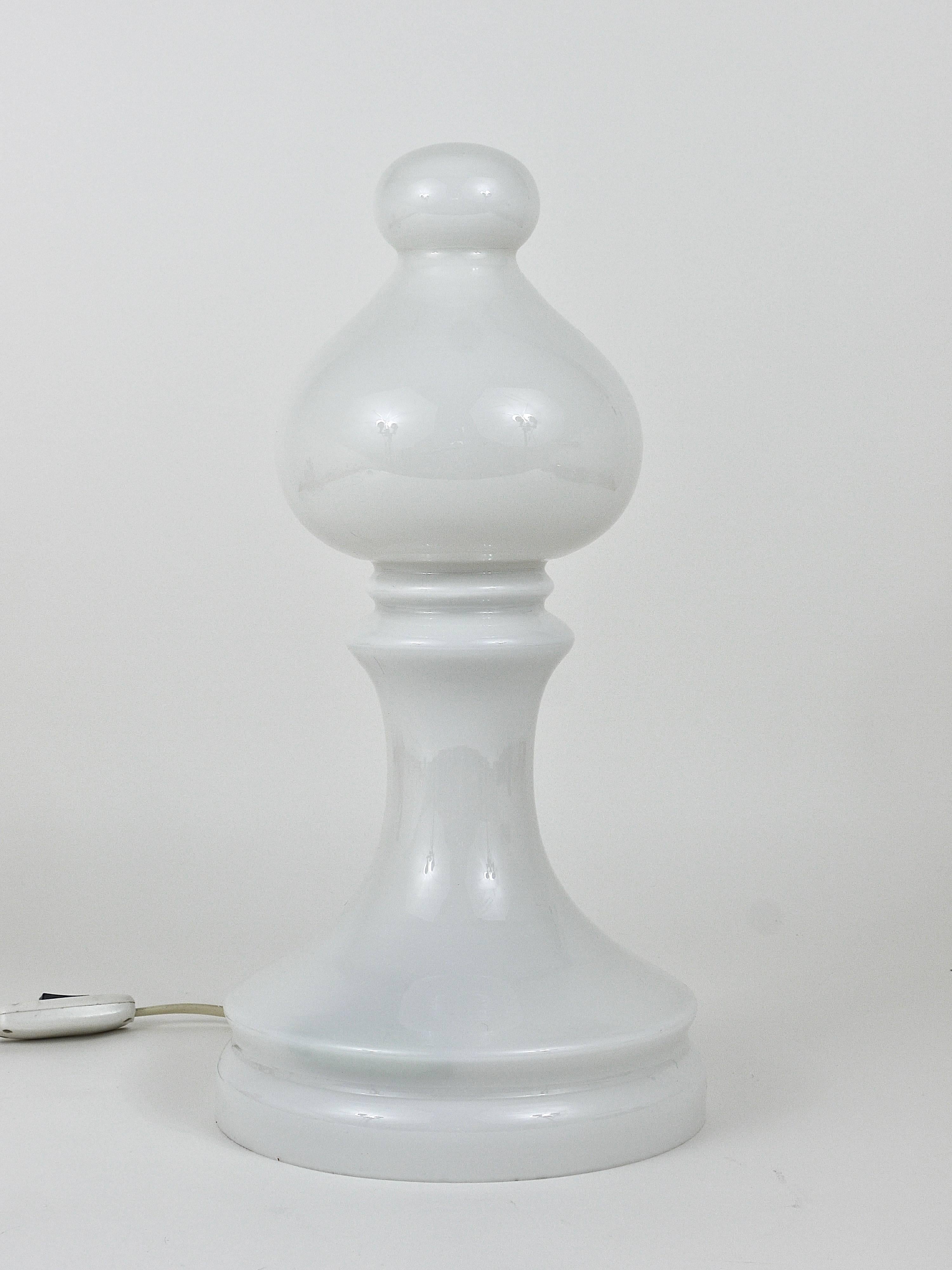 20th Century White Ivan Jakes Bishop Chess Lamp, Made of White Glass, Czechoslovakia, 1970s For Sale