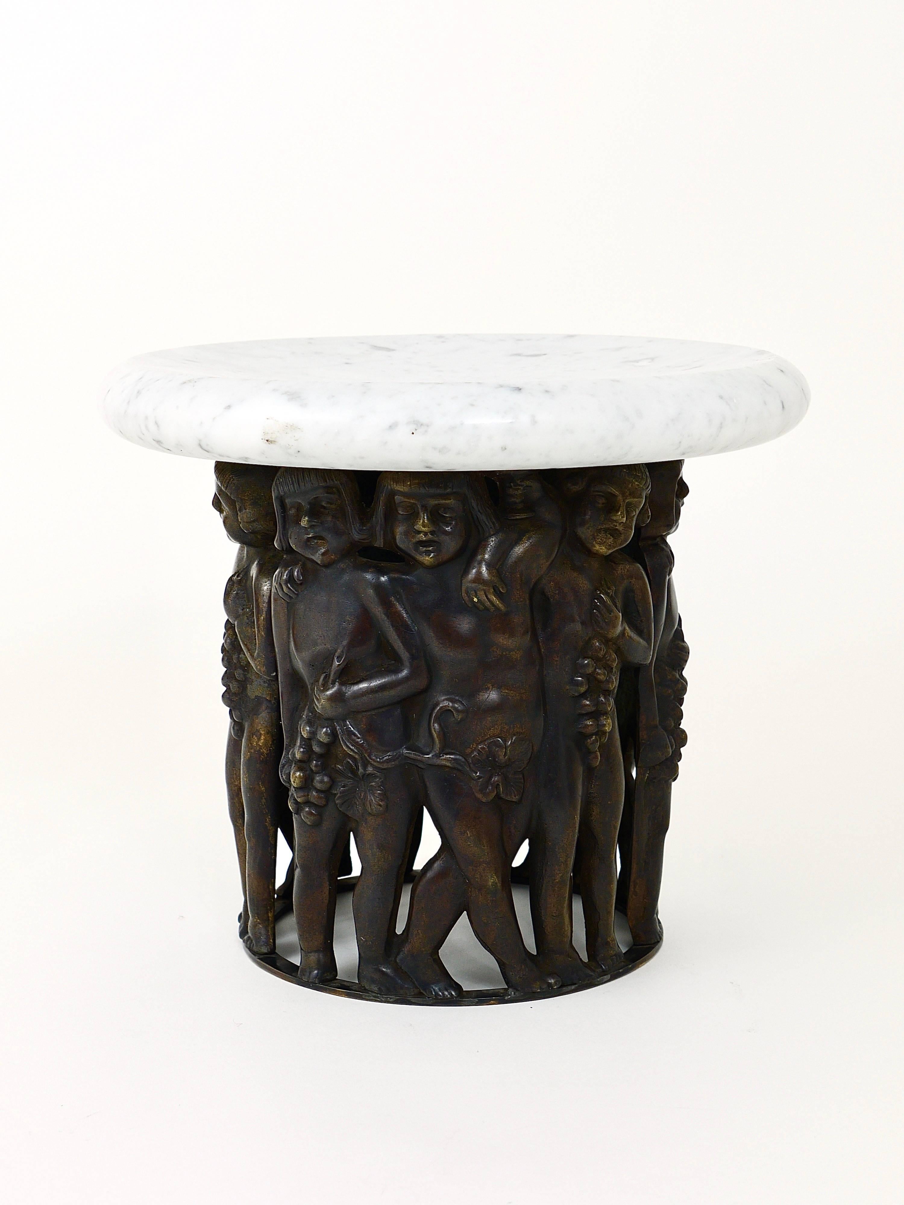 Art Nouveau Bacchus Putto Centerpiece Bronze Marble, Gustav Gurschner Attributed For Sale 2