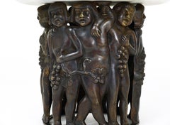 Gustav Gurschner (attr.) Art Nouveau Bacchus Putto Centerpiece Bronze Marble