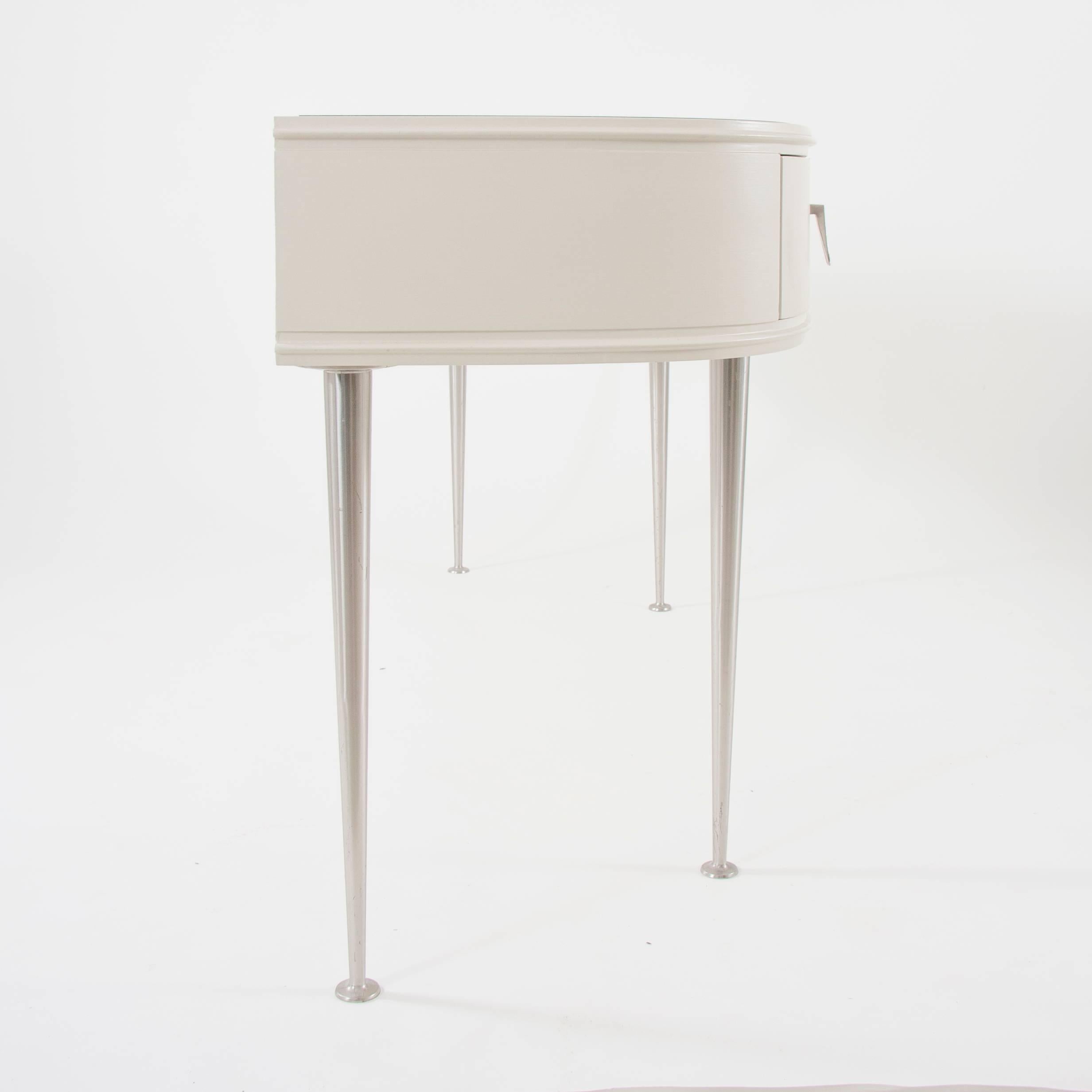 Metal White Midcentury Console Table Vanity Table, Italy, 1950s