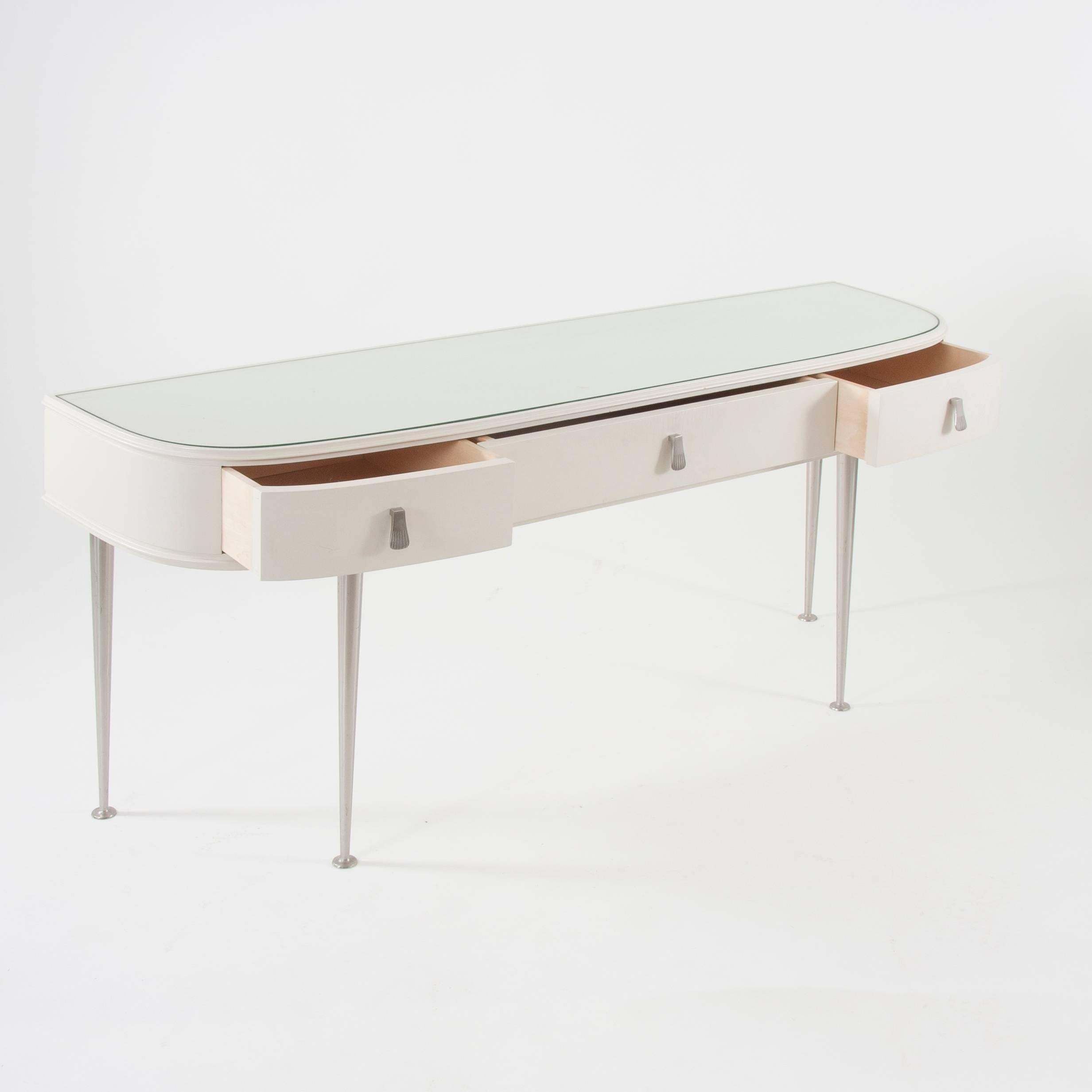 Mid-Century Modern White Midcentury Console Table Vanity Table, Italy, 1950s