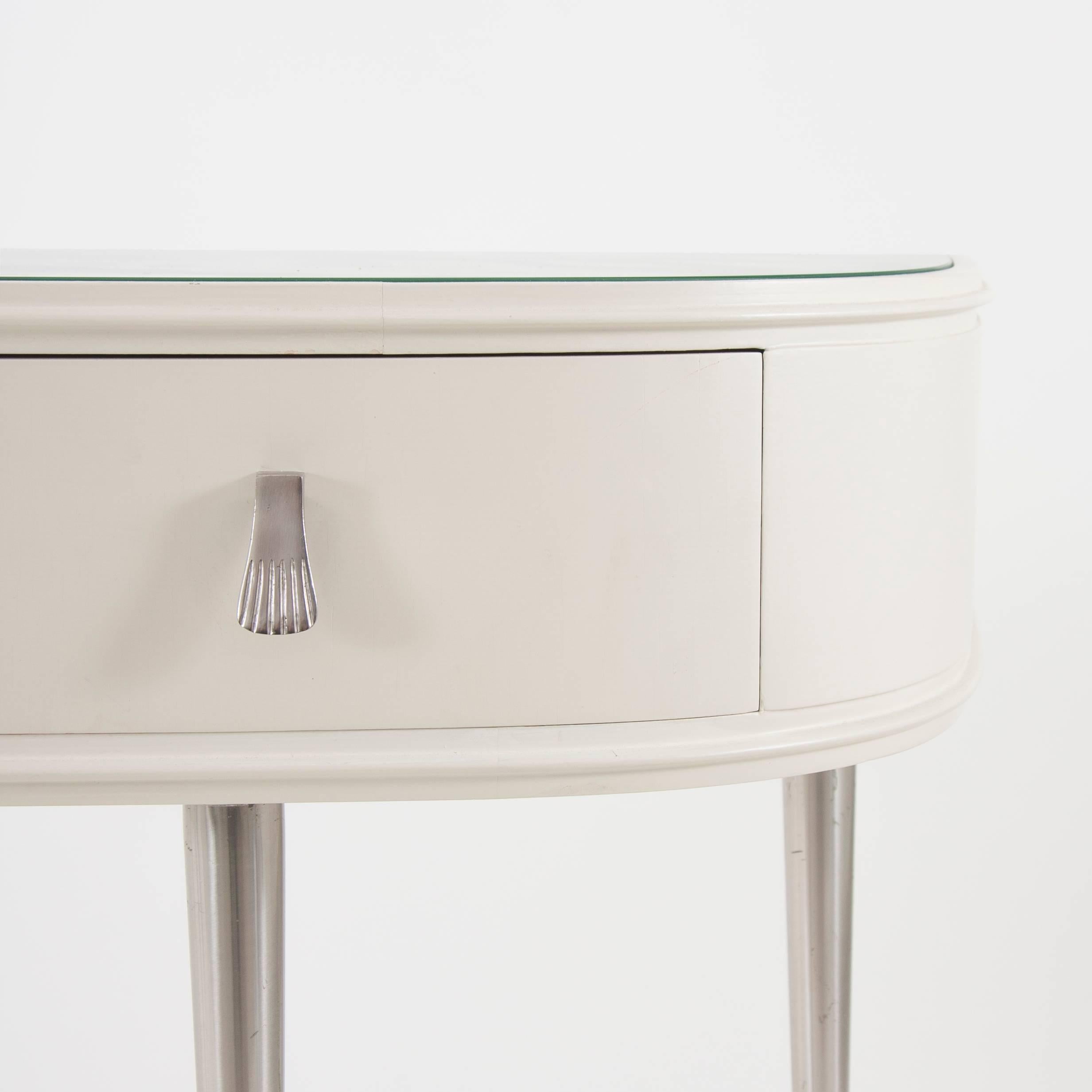White Midcentury Console Table Vanity Table, Italy, 1950s 2