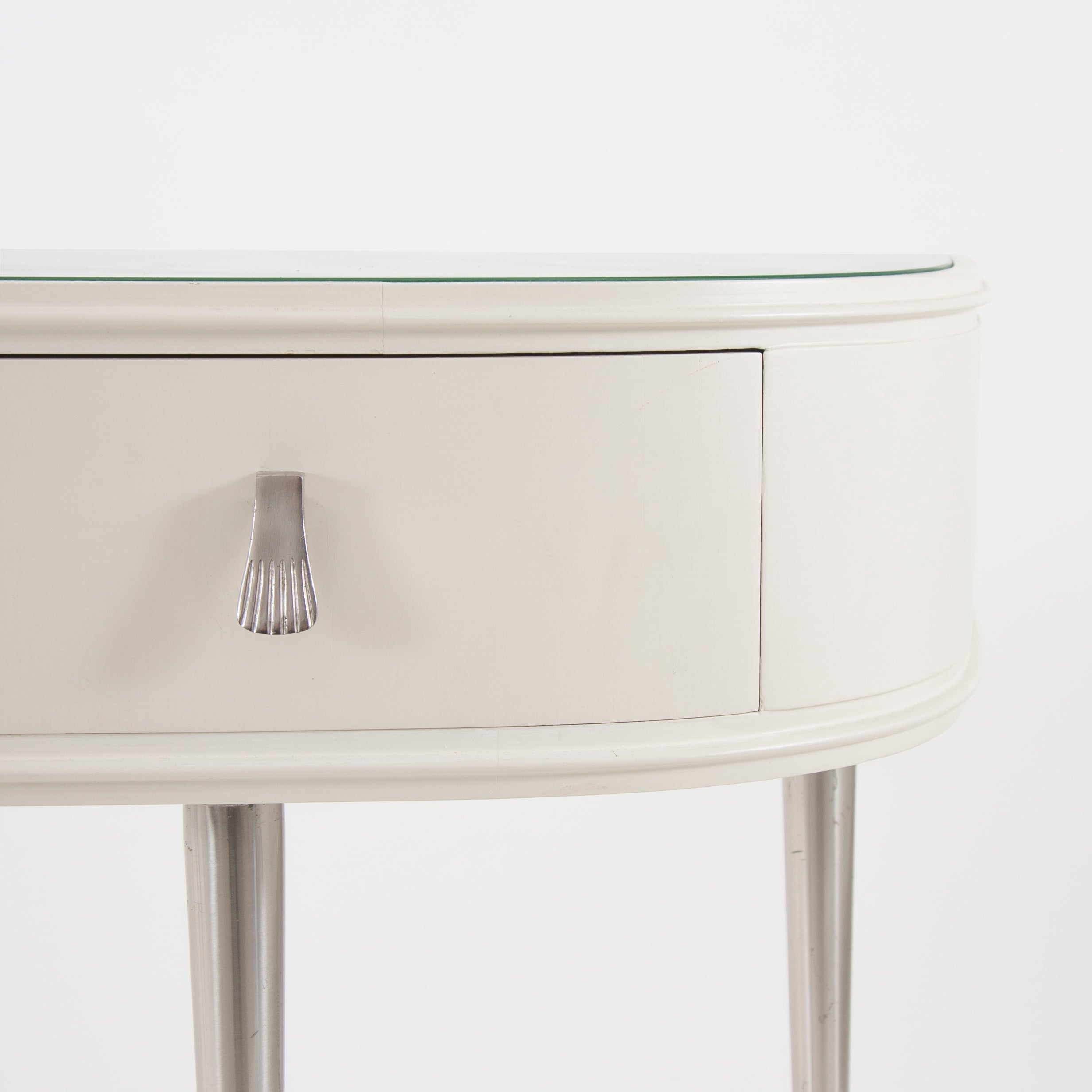 White Midcentury Console Table Vanity Table, Italy, 1950S For Sale White Midcentury Console Table Vanity Table, Italy, 1950S For Sale