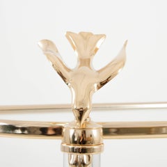Solid Lucite Brass Birds Hollywood Regency Console Table, Italy, 1970s