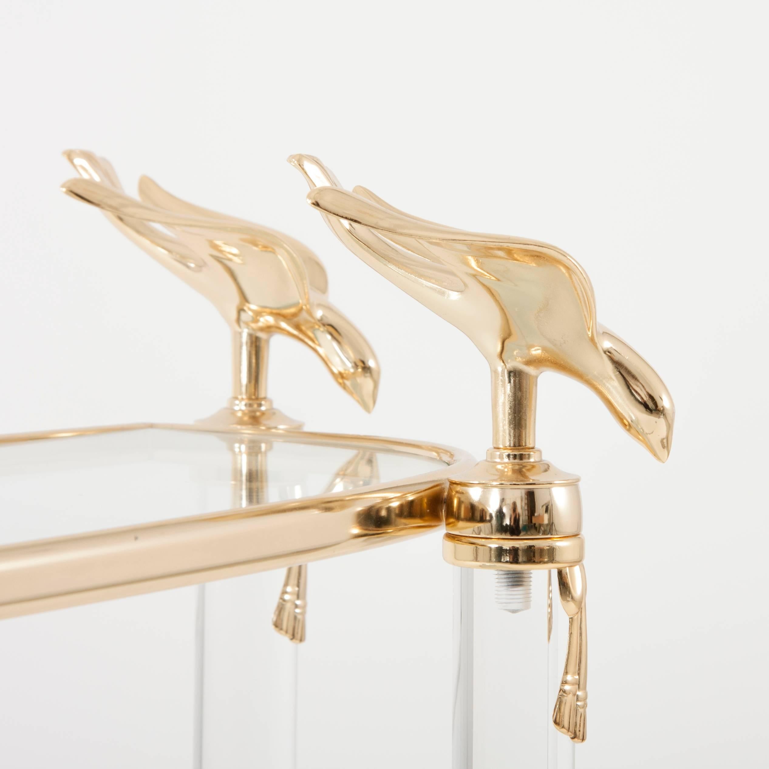 Solid Lucite Brass Birds Hollywood Regency Console Table, Italy, 1970s im Zustand „Hervorragend“ in Vienna, AT