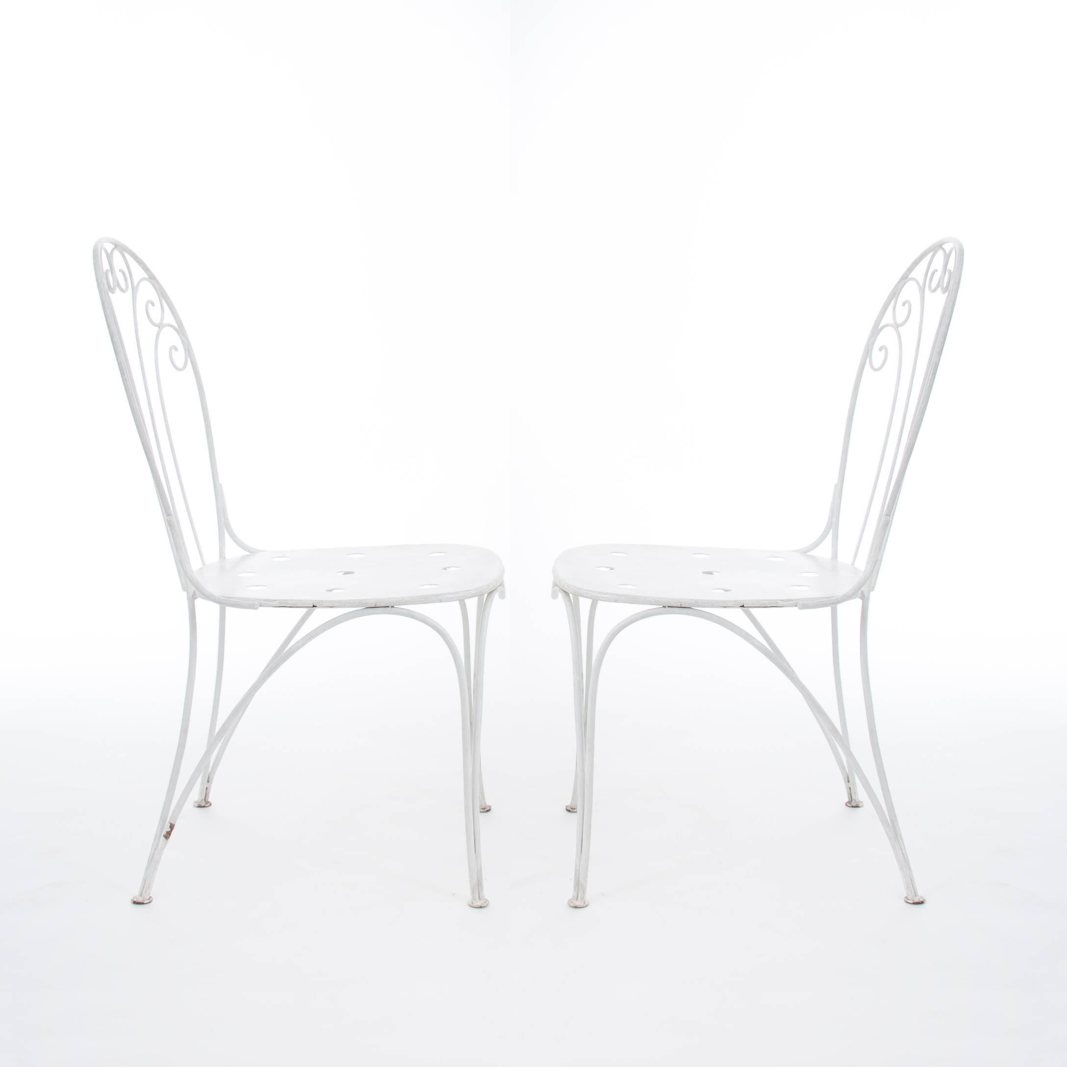White Midcentury Garden Bench, Table and Chairs, Iron, Karasek, Austria, 1950s In Good Condition In Vienna, AT
