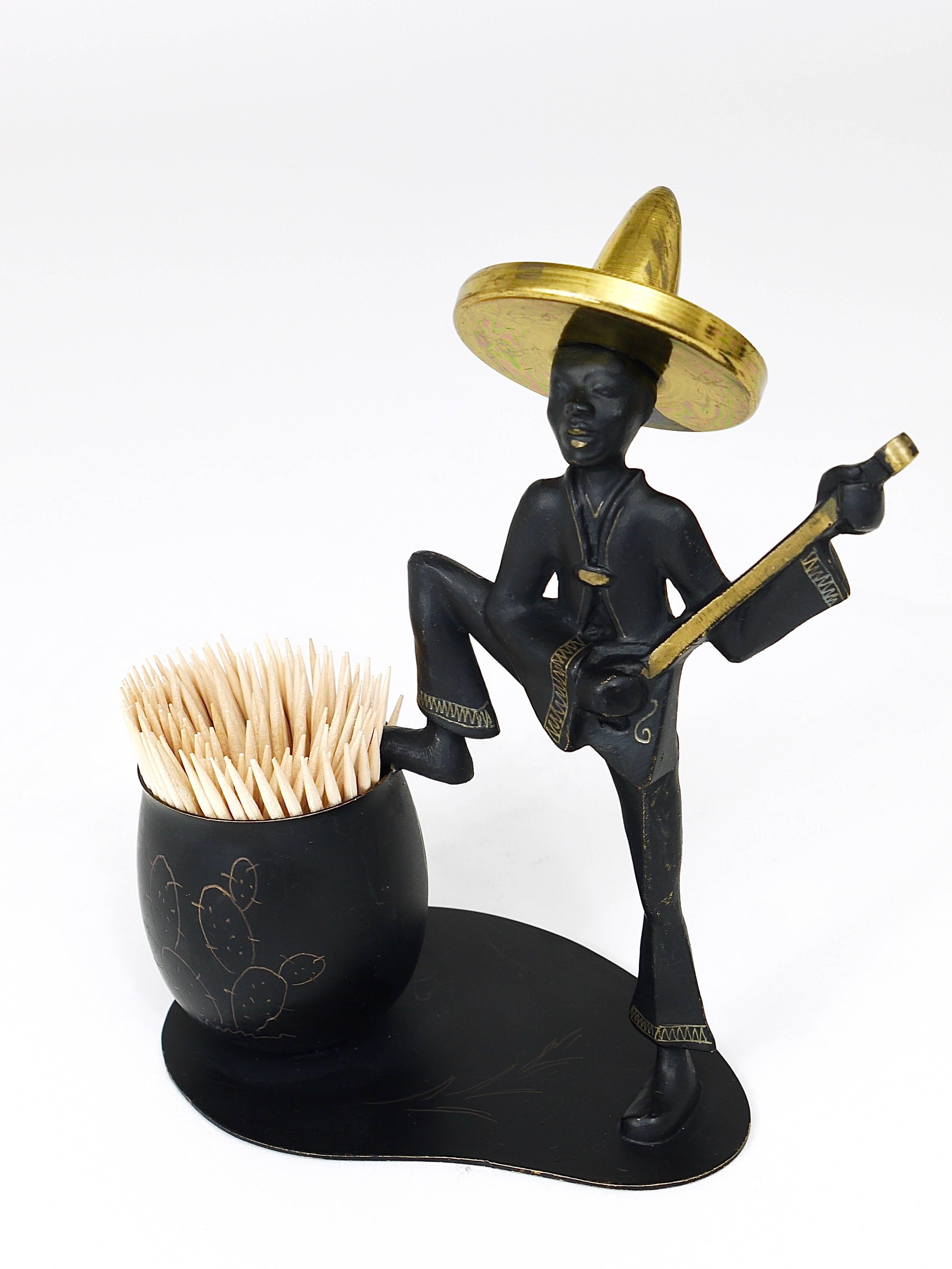 Mexican Playing Guitar Sculptural Toothpick Stand, Hertha Baller, Austria, 1950s In Excellent Condition In Vienna, AT