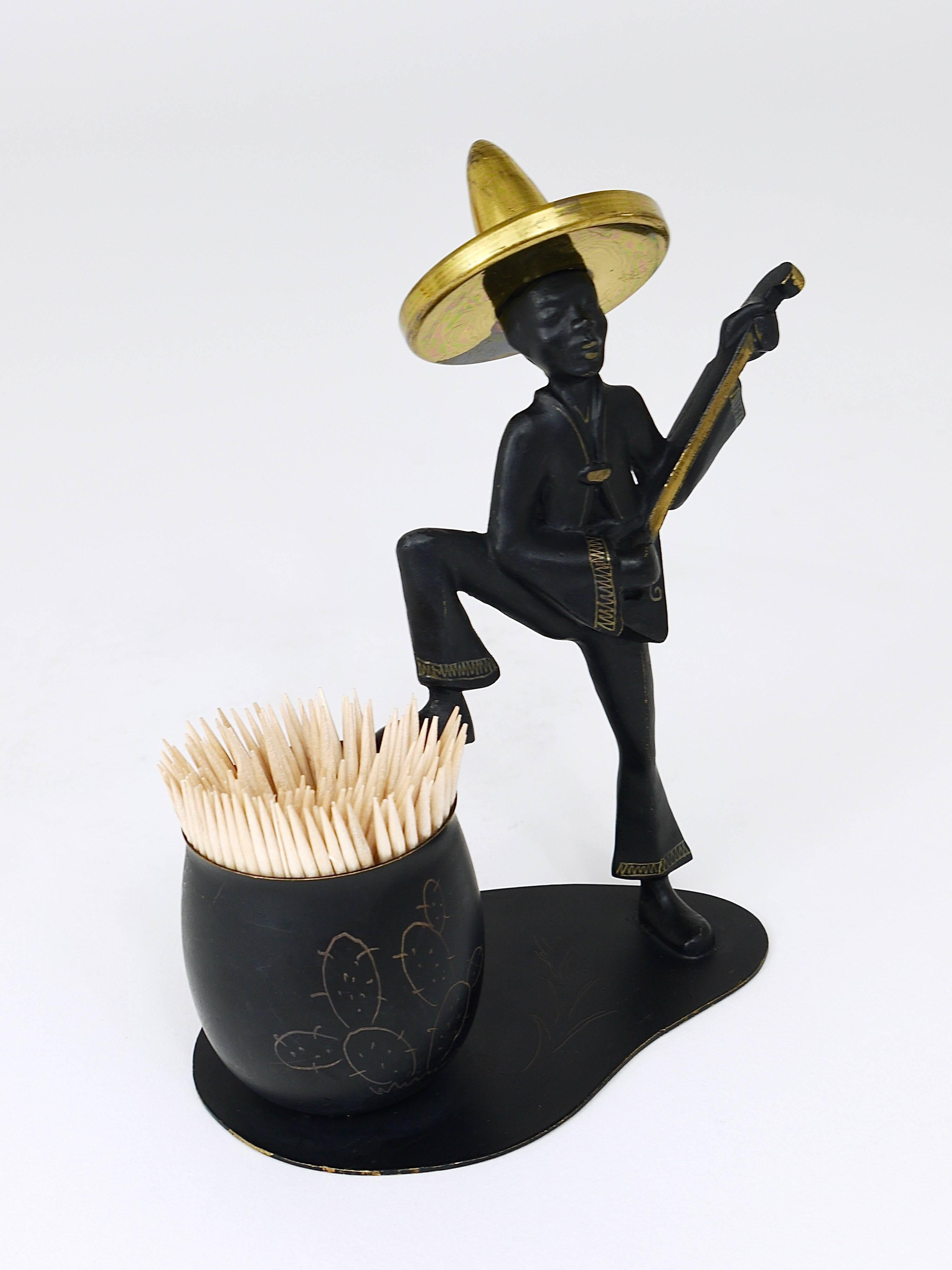 20th Century Mexican Playing Guitar Sculptural Toothpick Stand, Hertha Baller, Austria, 1950s
