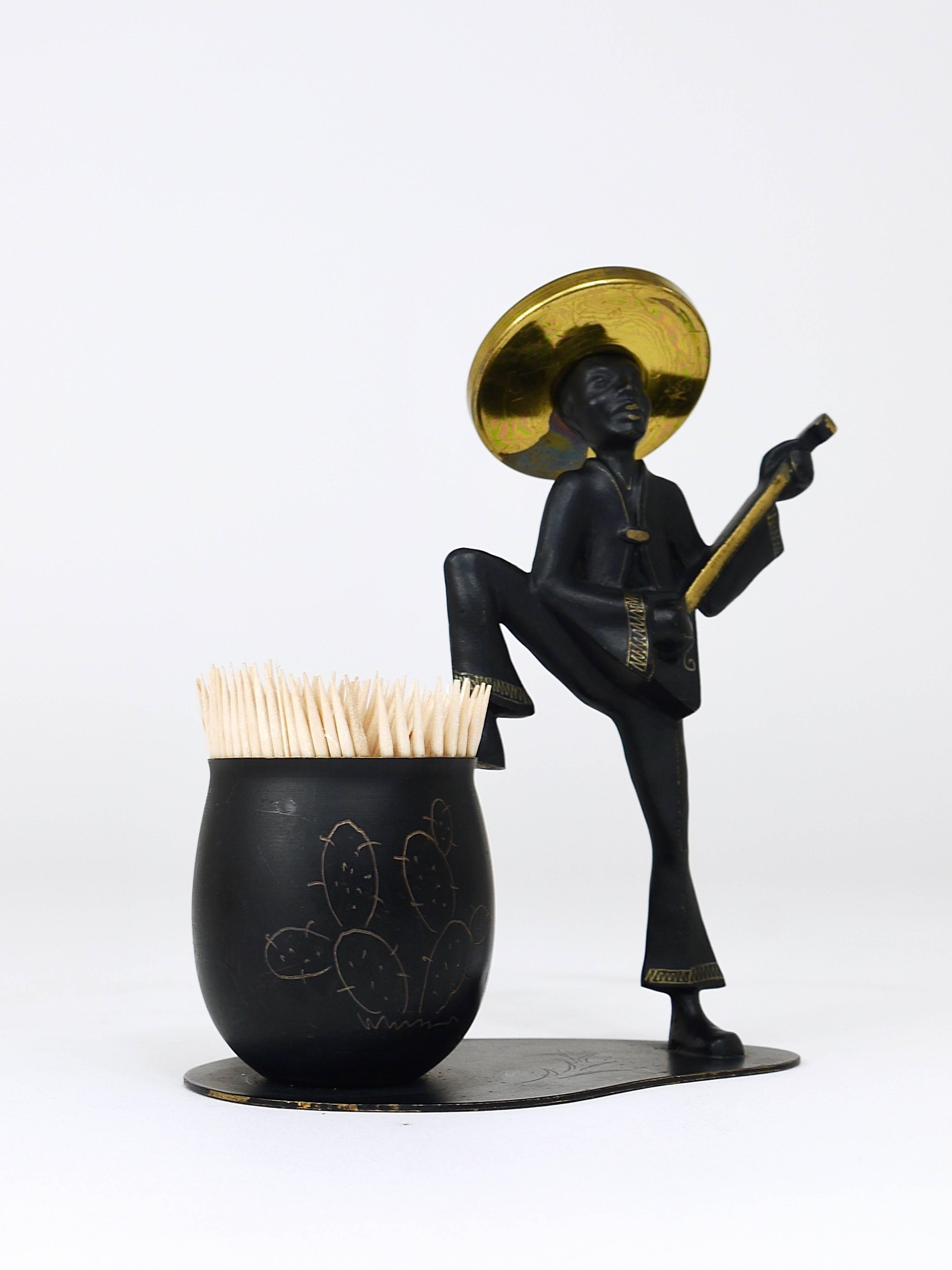 Mexican Playing Guitar Sculptural Toothpick Stand, Hertha Baller, Austria, 1950s 1