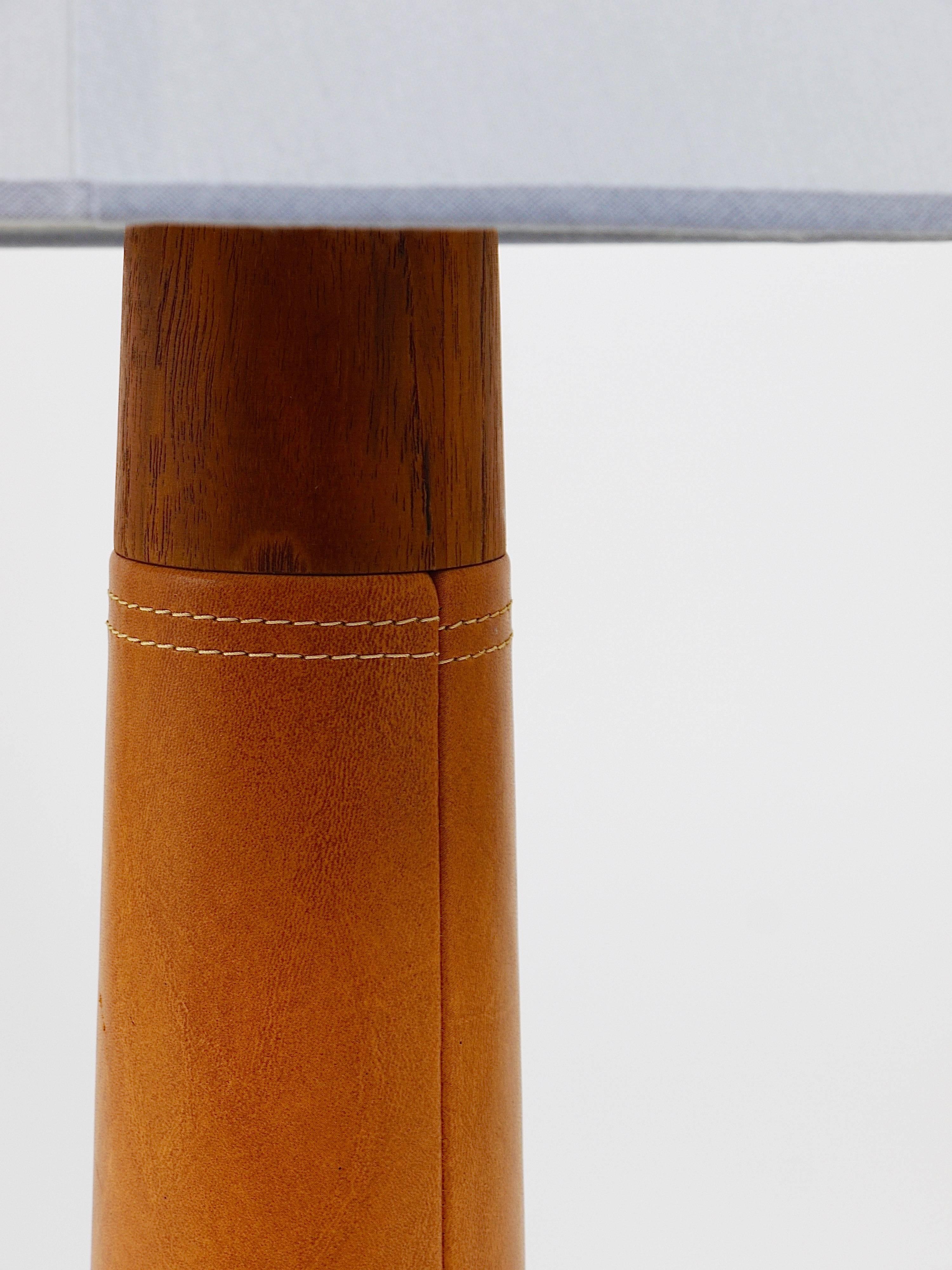 Bergboms Suède, lampe de table ou d'appoint mi-siècle en teck et cuir, années 1960 en vente 1