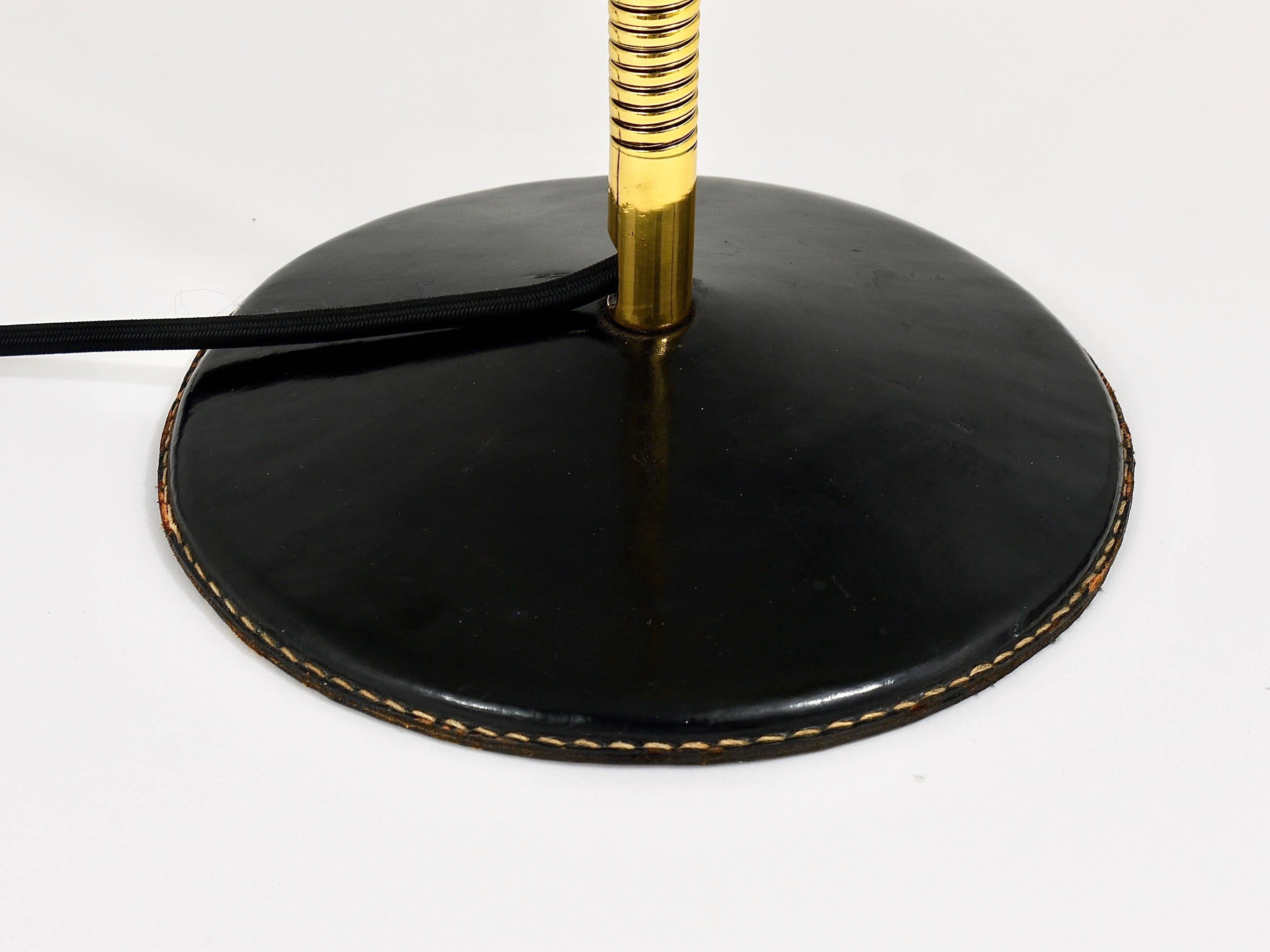 Mid-Century Modern Rare Carl Aubock Mid-Century Table Lamp, Desk Lamp, Brass, Leather, Austria