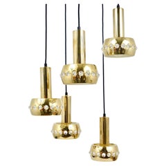 Bakalowits Brass & Crystals Cascade Five-Arm Chandelier Pendant Light, Austria