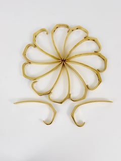 Up to 13 Austrian Modernist Brass Wall Coat Hooks by Hertha Baller, 1950s