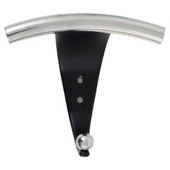 A Pair of Postmodern Chrome 
Black Wall Coat Hooks, Italy, 1980s