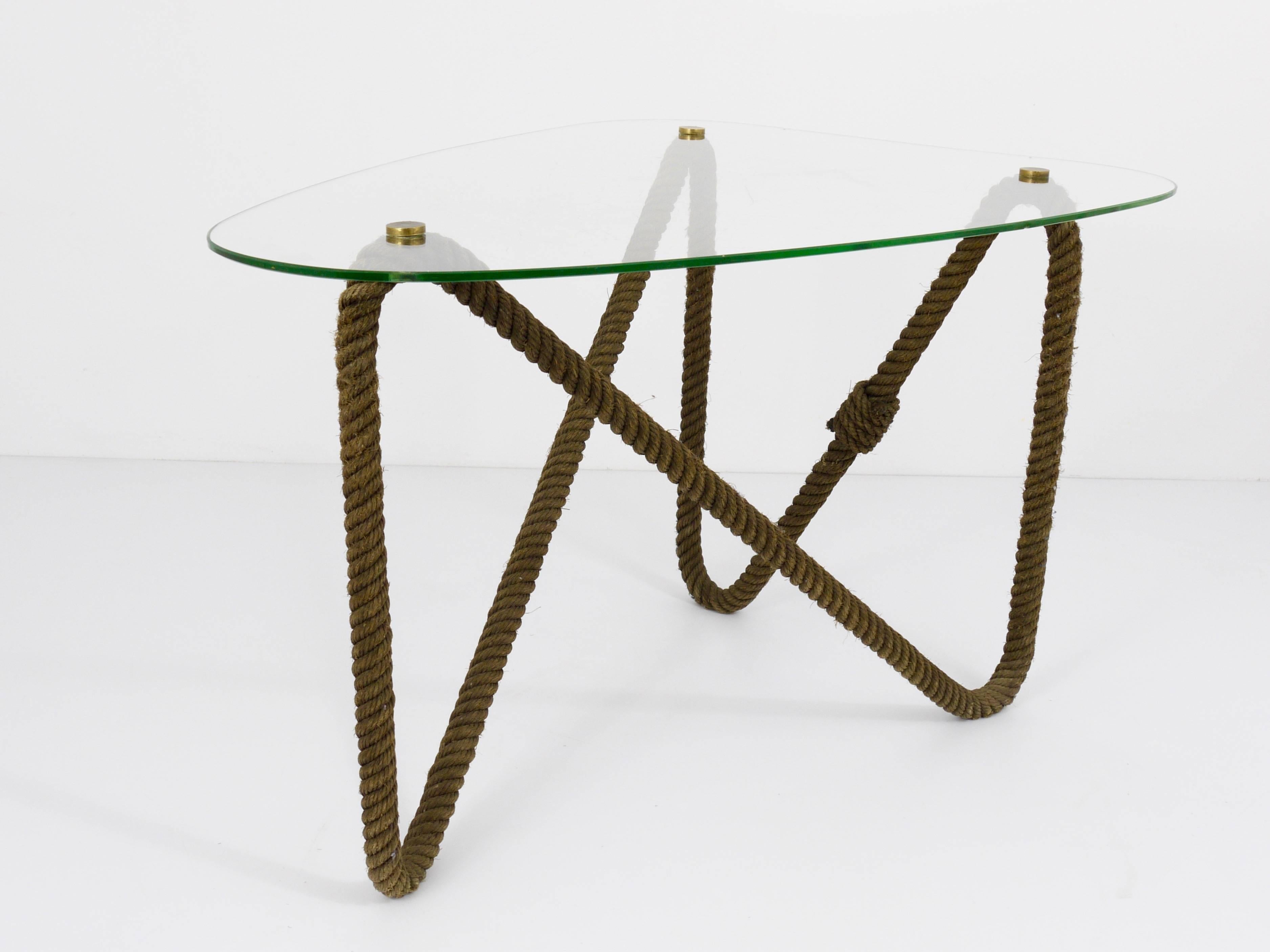 French Nautical Rope Kidney Coffee Table, Side Table, 1950s 1