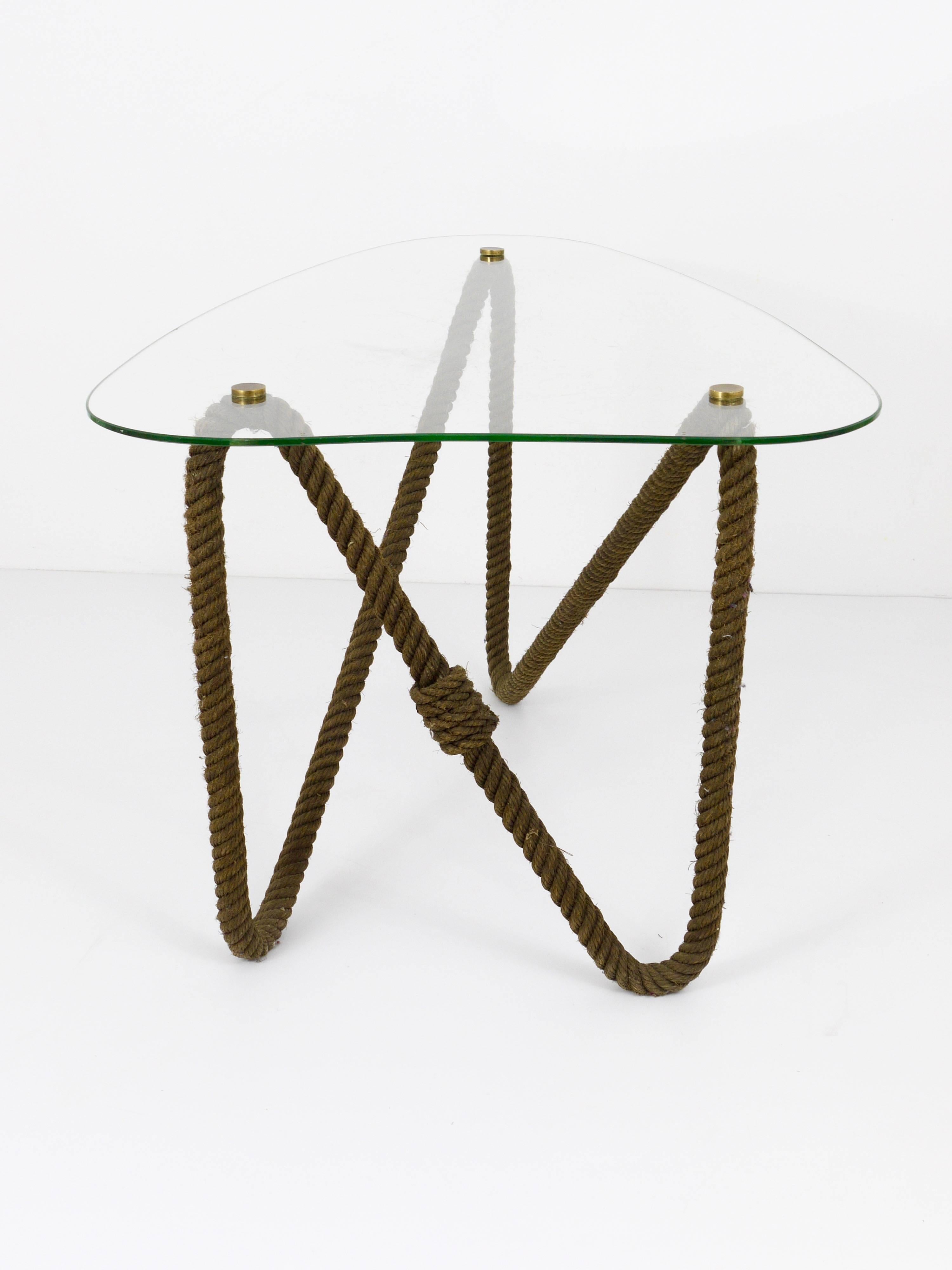 French Nautical Rope Kidney Coffee Table, Side Table, 1950s In Excellent Condition In Vienna, AT
